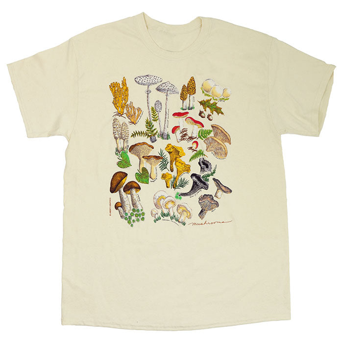 Organic Mushroom Print T-Shirt for Men & Women - Soft Cotton Graphic Tee for Casual Wear, Outdoor Activities & Nature Lovers