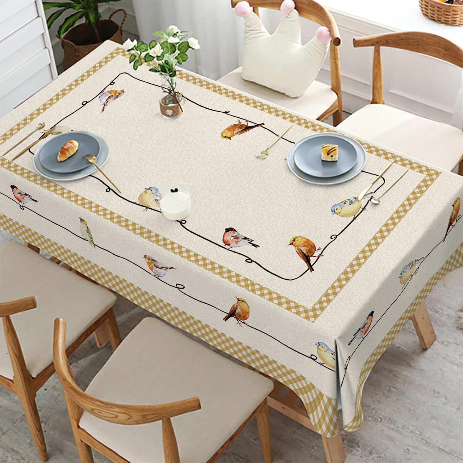 Premium Waterproof Rectangular Tablecloth 60x84 Inch - Spill Proof & Easy Clean Dining Table Cover for Kitchen, Outdoor Picnics, Parties & Holiday Decorations | Perfect for Family Gatherings, BBQs & Restaurant Use