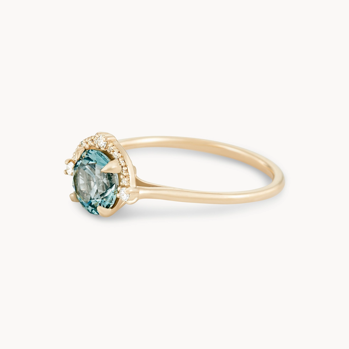 14K Yellow Gold Icy Blue Sapphire Ring – Unique Luminous Night Jewelry for Women | Perfect for Evening Parties, Weddings & Special Occasions