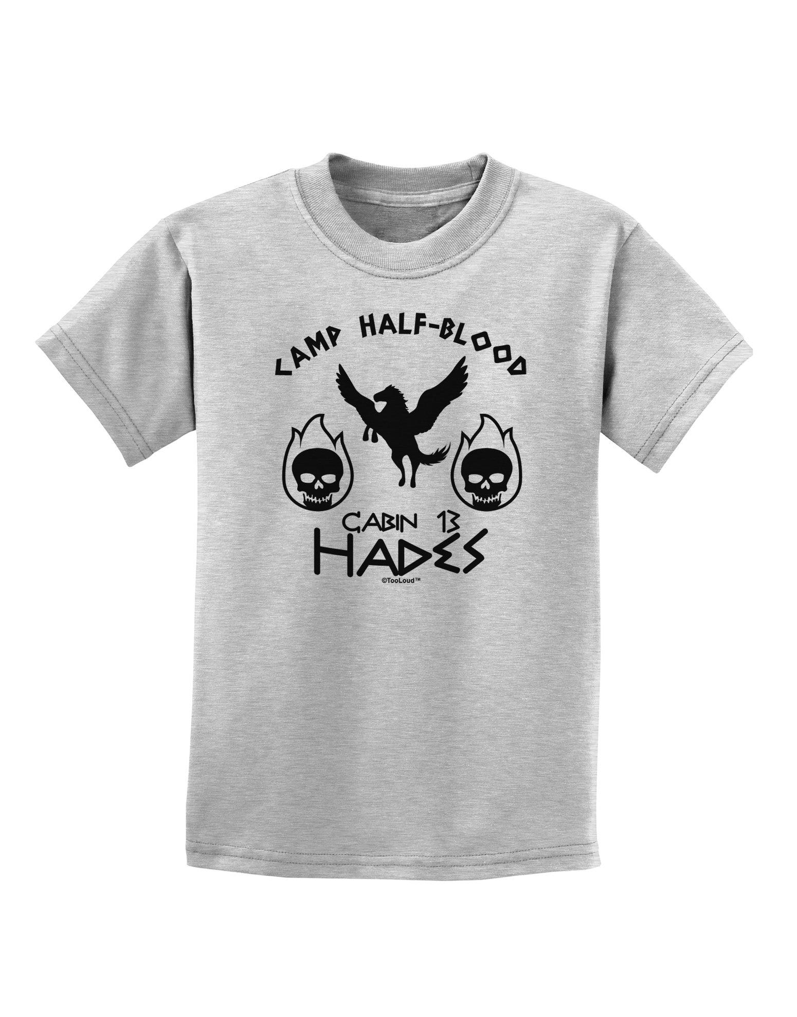TOOLOUD Cabin 13 Hades Half-Blood Graphic T-Shirt for Kids - Greek Mythology Inspired Camp Shirt for Boys & Girls - Perfect for Halloween, Cosplay & Percy Jackson Fans