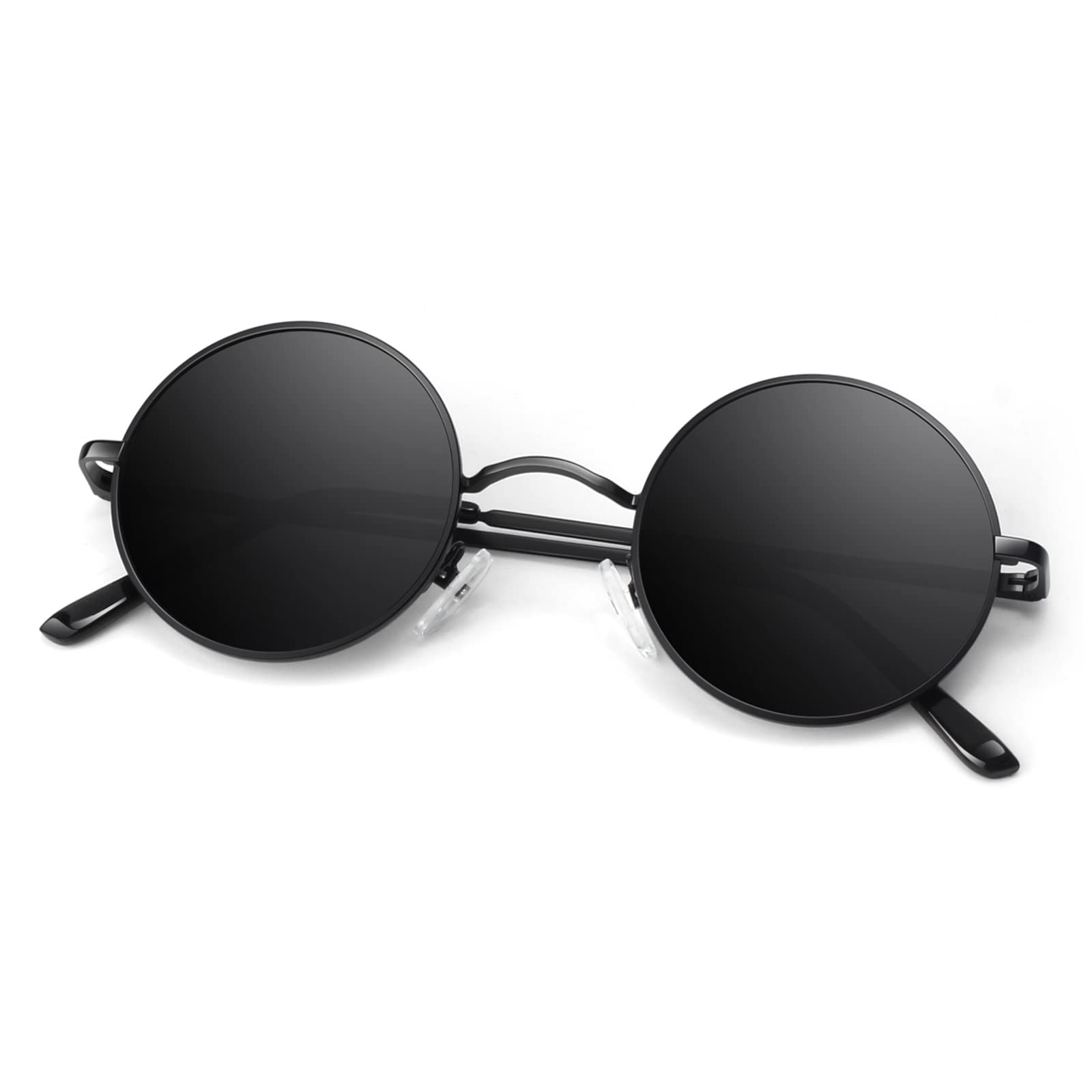 Round Polarized Sunglasses for Men & Women - Retro Metal Hippie Shades with 100% UV Protection - Perfect for Driving, Beach, and Outdoor Activities