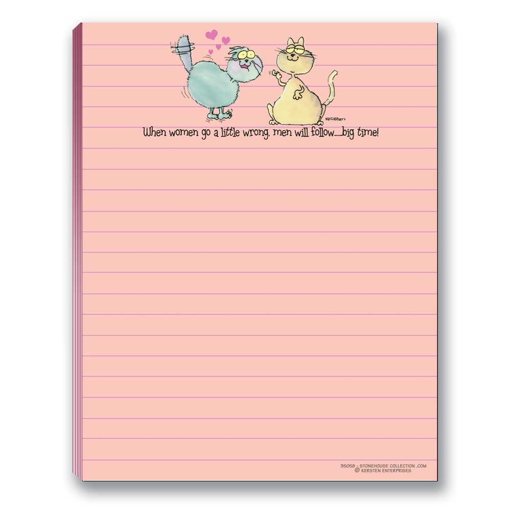 Stonehouse Collection Funny Cat Notepads - 4 Pack Assorted Cute Cat Memo Pads - USA Made Stationery for Office, School & Home Use
