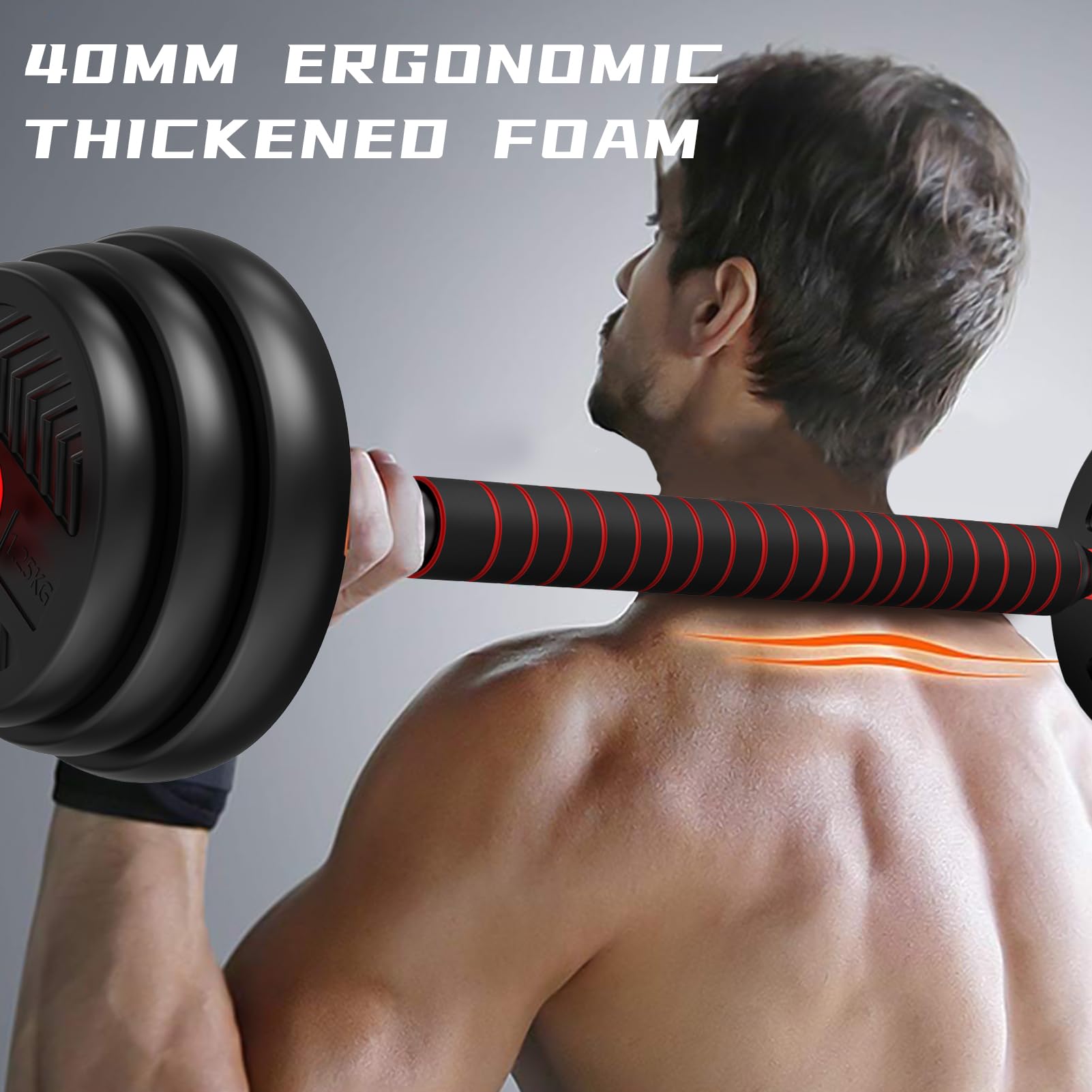 Adjustable 33/42/55/62/77 LB 4-in-1 Weight Set - Dumbbell, Barbell, Kettlebell & Push-up Bar - Home Gym Equipment for Men & Women - Perfect for Strength Training, CrossFit & Full-Body Workouts at Home
