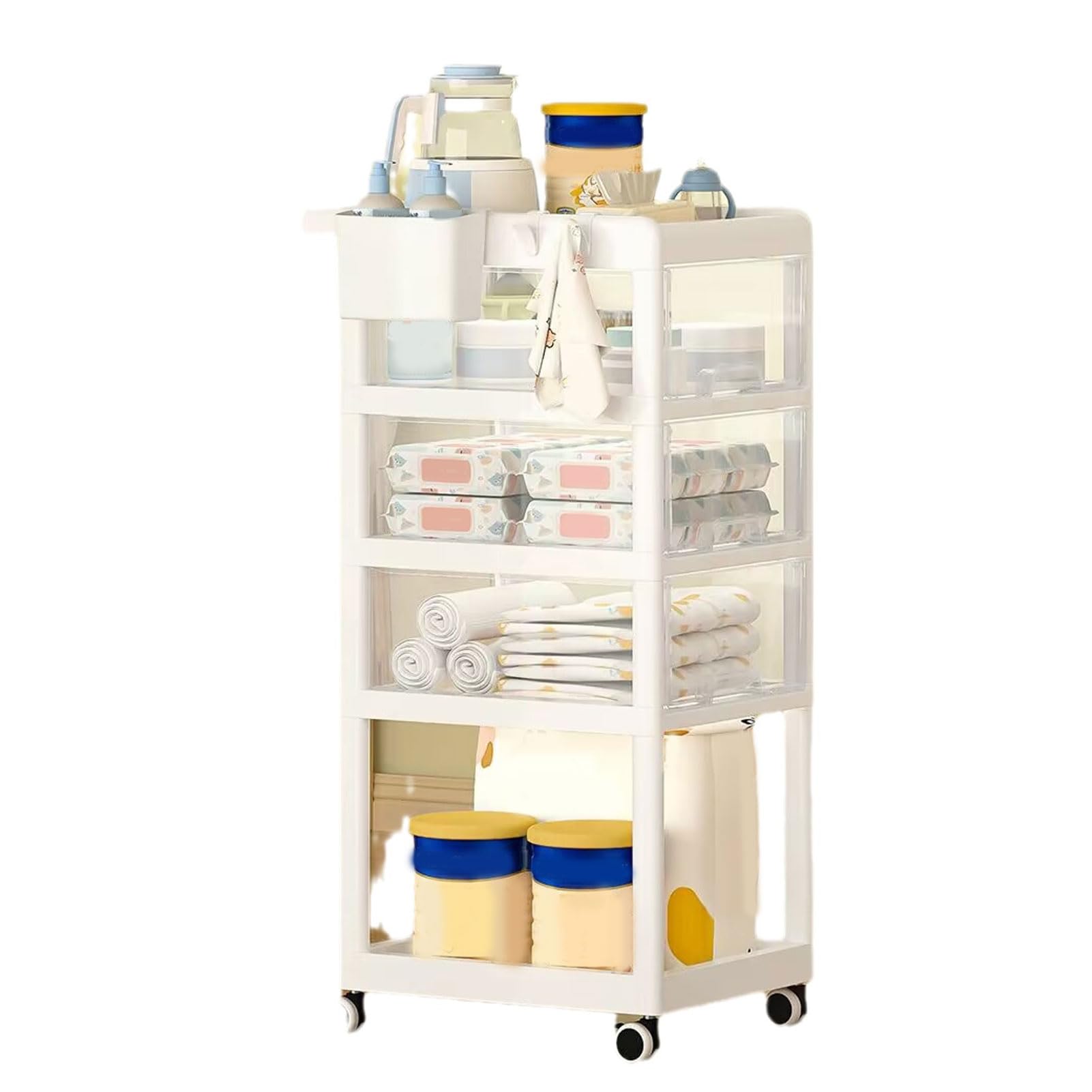 **Baby Diaper Caddy Rolling Cart with Wheels & Reinforced Handle - Nursery Storage Organizer for Diapers, Wipes & Baby Essentials - Perfect for Nursery, Baby Shower Gifts & On-the-Go Parents**