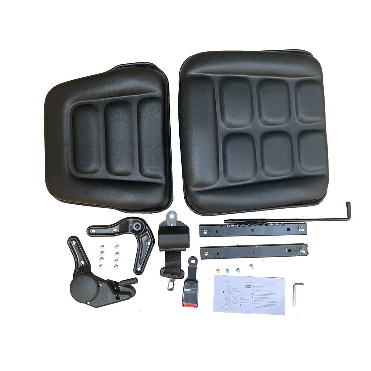 Universal Waterproof Forklift Suspension Seat with Adjustable Safety Belt - Heavy Duty Black Seat for Forklifts, Tractors, Loaders & Excavators (19.68x18.11x9.68 Inch) - Ideal for Construction Sites, Warehouses & Industrial Equipment