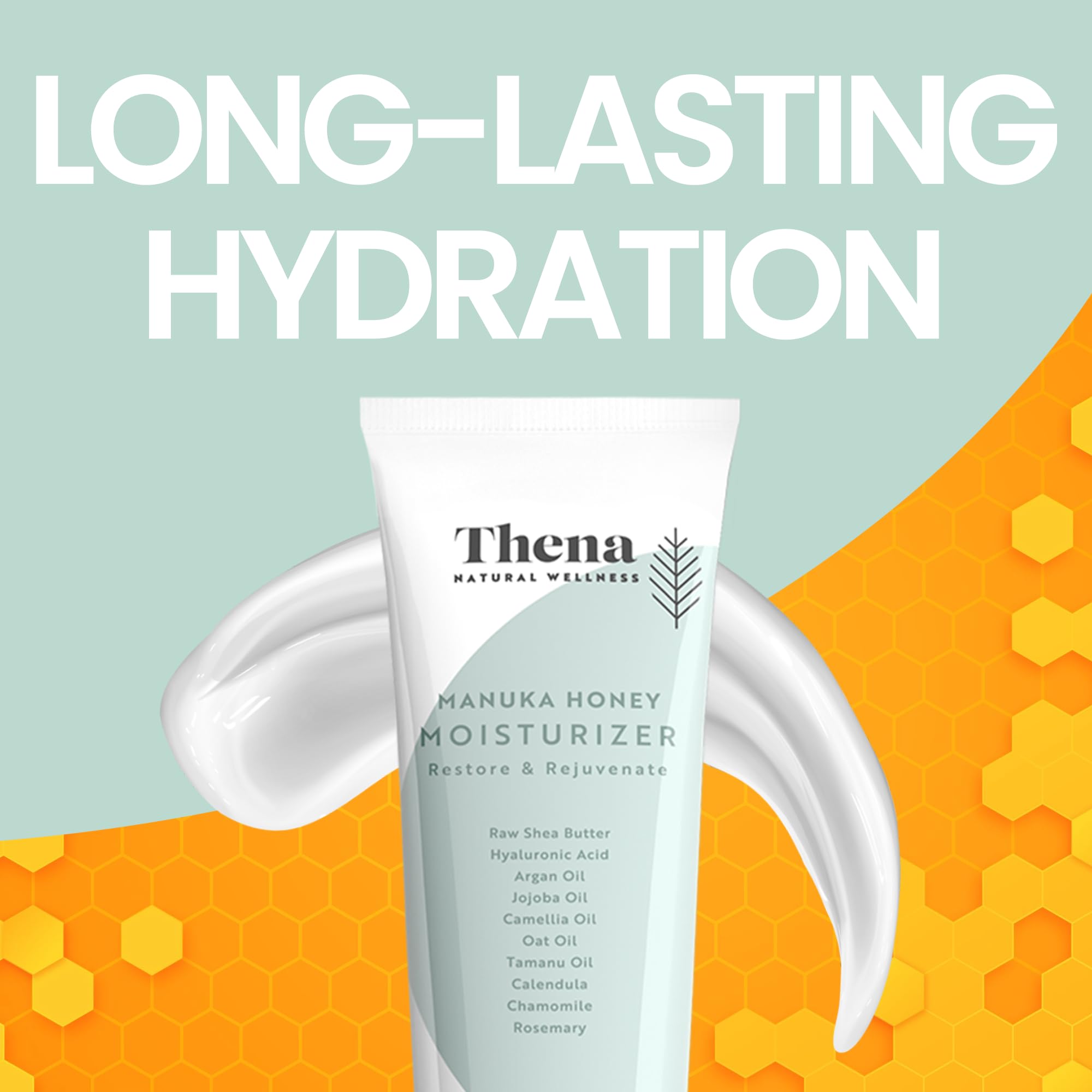Thena Intensive Healing Moisturizer & Manuka Honey Cream 2-Pack Bundle - Deep Hydration for Dry, Sensitive Skin | Day & Night Face Cream for Women & Men