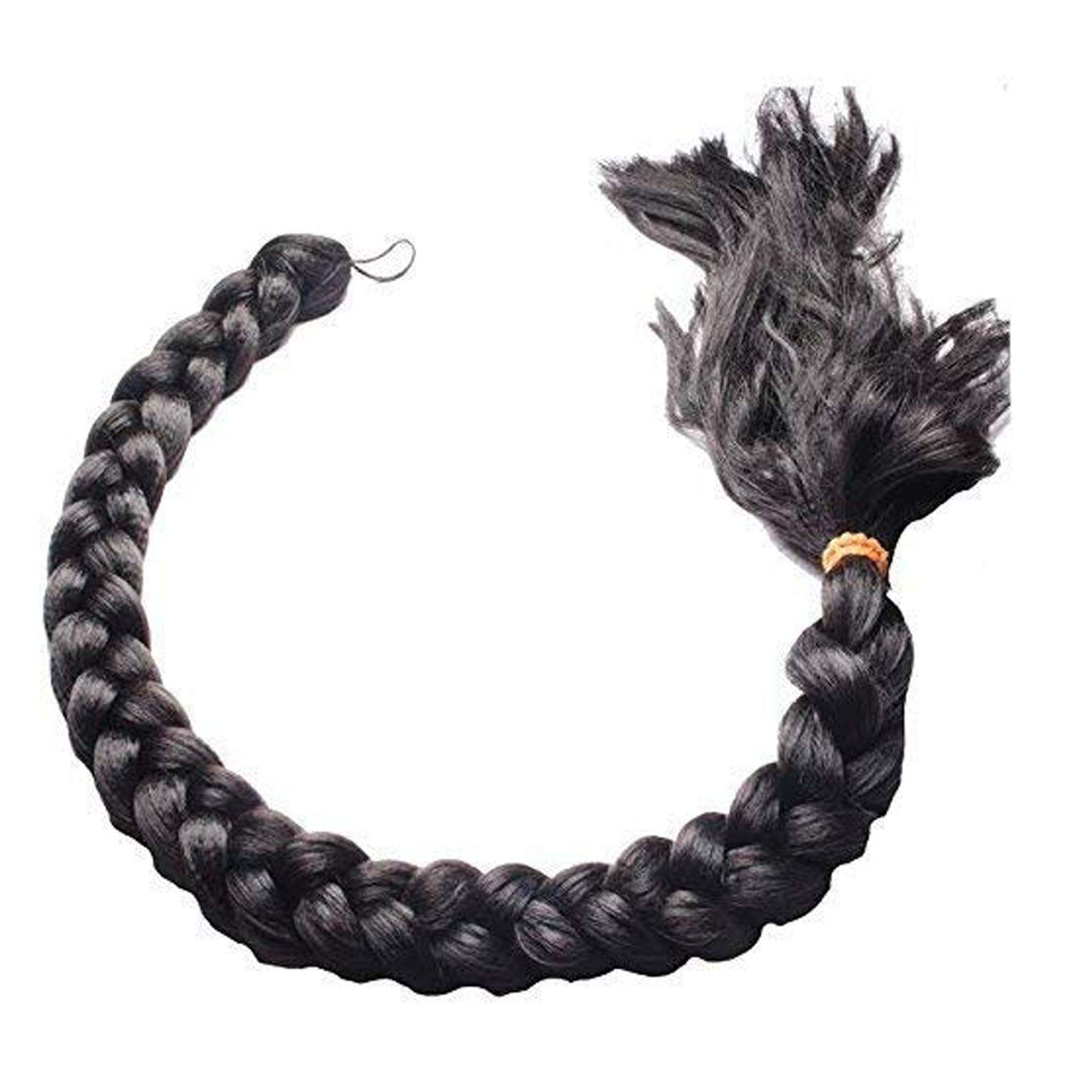 GuruEmbellish 42 Inch Black Hair Choti/Parandi with Free Hair Bun Clips - Women's & Girls Hair Accessories for Weddings, Parties & Daily Styling