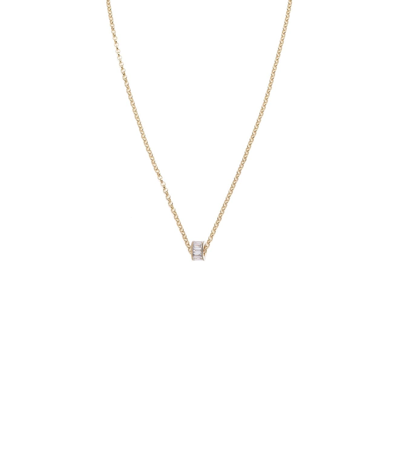 Baguette Diamond Heartbeat Belcher Chain Necklace - Elegant Fine Jewelry for Women, Perfect for Date Nights & Special Occasions