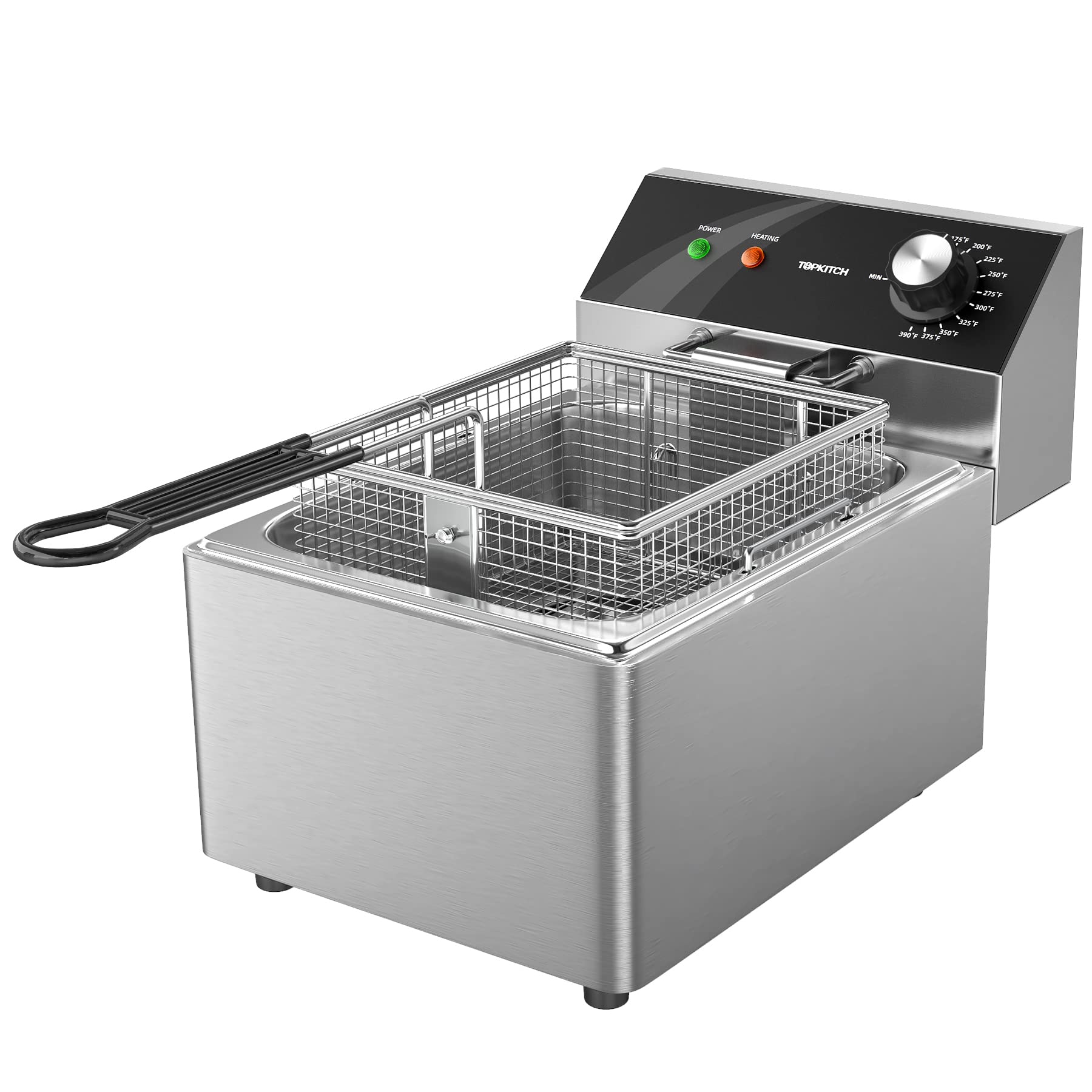 1800W Electric Deep Fryer with Basket & Lid - 10L (10.5QT) Stainless Steel Countertop Fryer for Home Use | Easy to Clean Oil Fryer 120V | Perfect for Frying Chicken, French Fries & Donuts