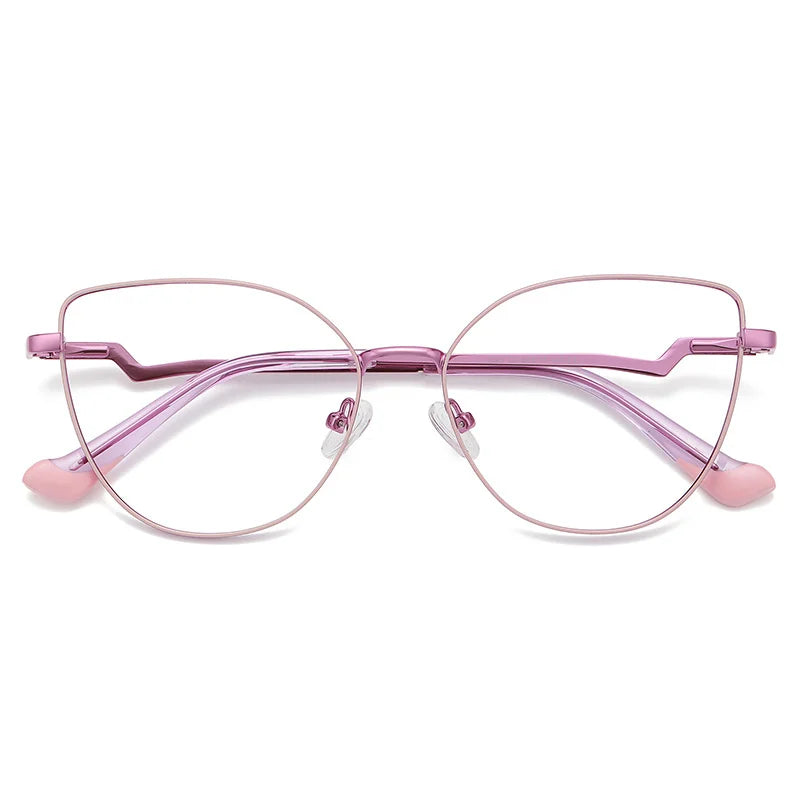 Brightzone Women's Full Rim Square Cat Eye Alloy Eyeglasses Frame 943043 - Stylish & Lightweight for Work, Reading & Fashion Accessories