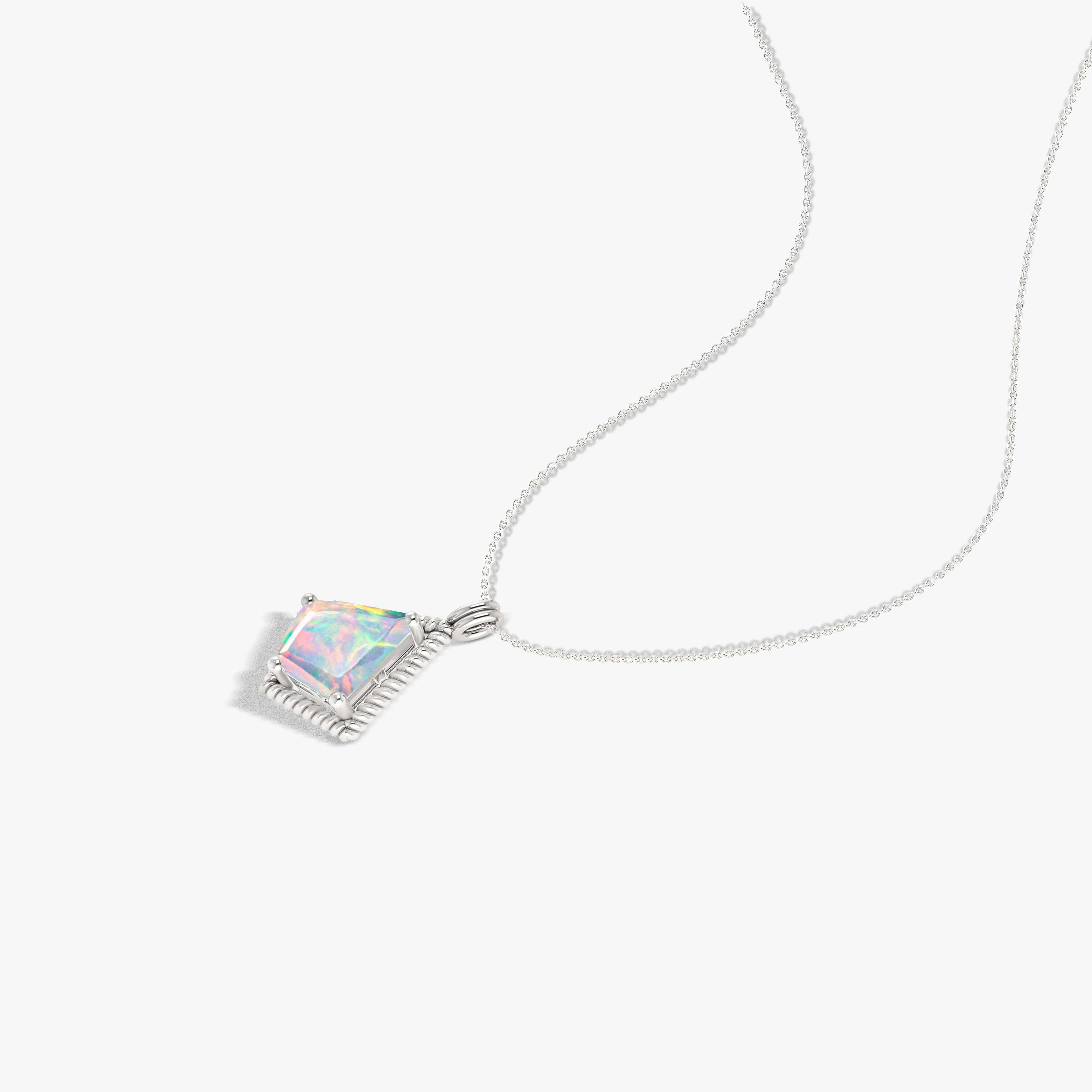 Natural White Opal Kite-Shaped Pendant Necklace with Chain | Elegant Jewelry for Women | Perfect for Weddings, Parties & Everyday Wear