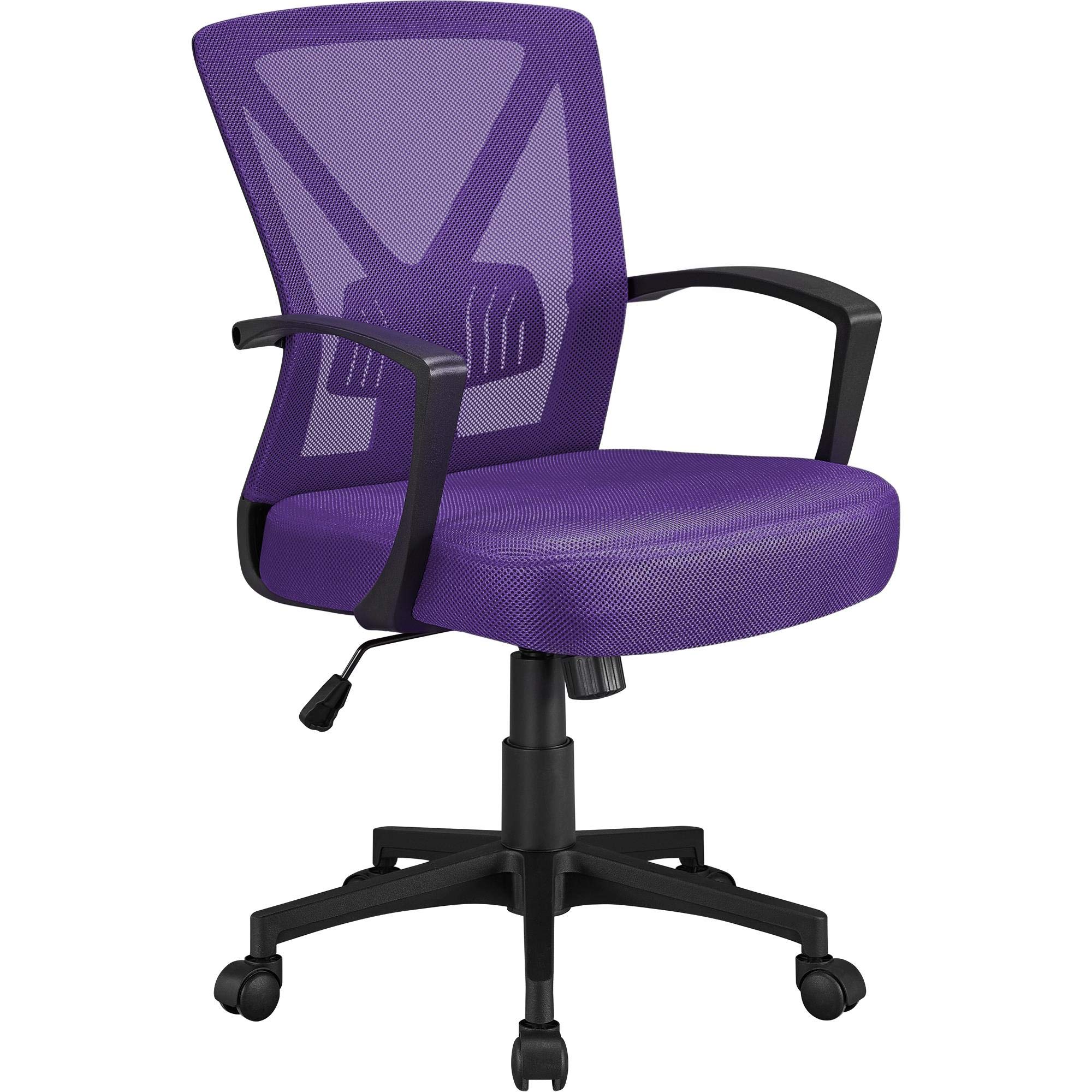 Topeakmart Ergonomic Mesh Office Chair - Adjustable Mid Back Computer Desk Chair with Lumbar Support & Swivel Base - Modern Rolling Task Chair for Home Office, Conference Room & Meeting Spaces - Purple