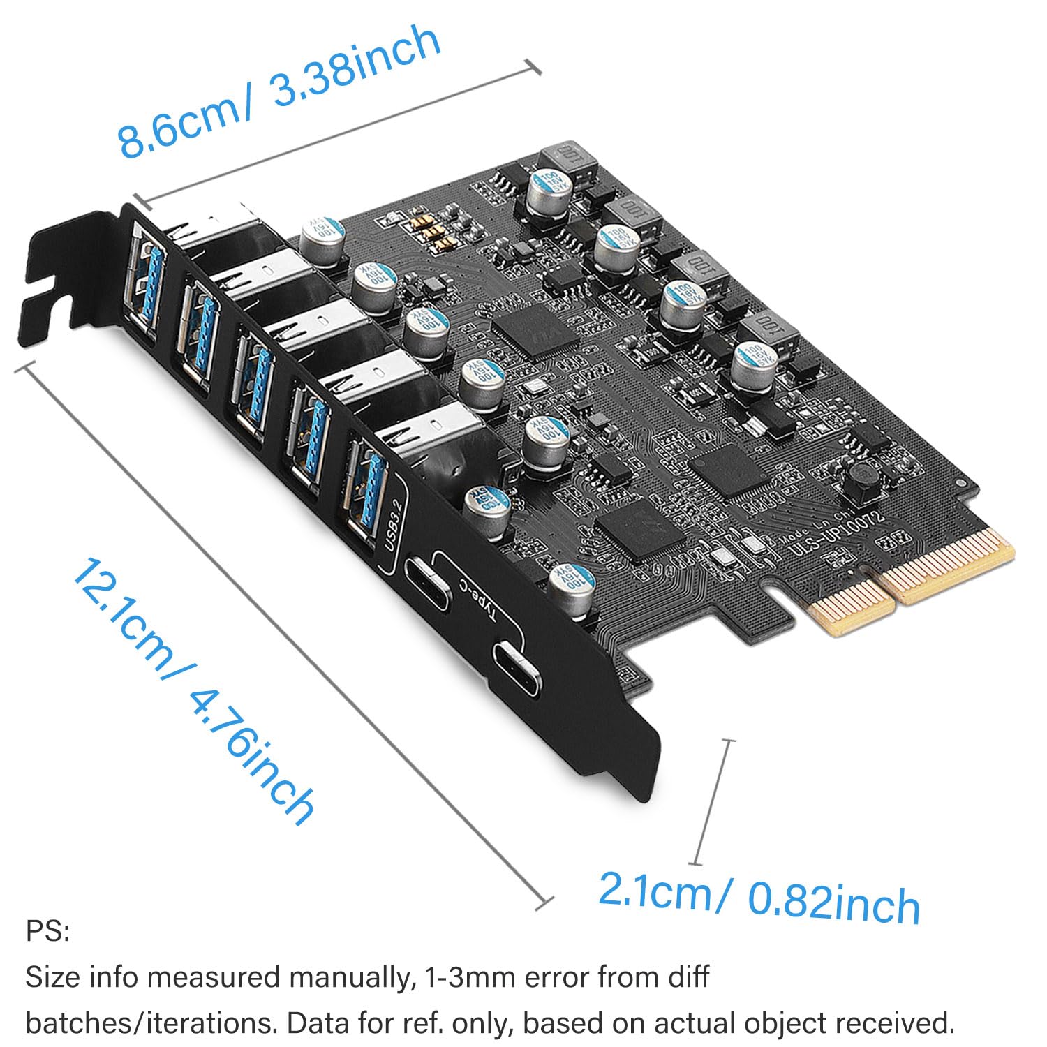 7-Port PCIe USB 3.2 Gen 2 Expansion Card - 10Gbps SuperSpeed (2x USB-C + 5x USB-A) - Internal USB Hub for Windows 10/8/7 & Mac OS 4.1/5.1+ - Perfect for Gaming PCs, Workstations & Content Creation