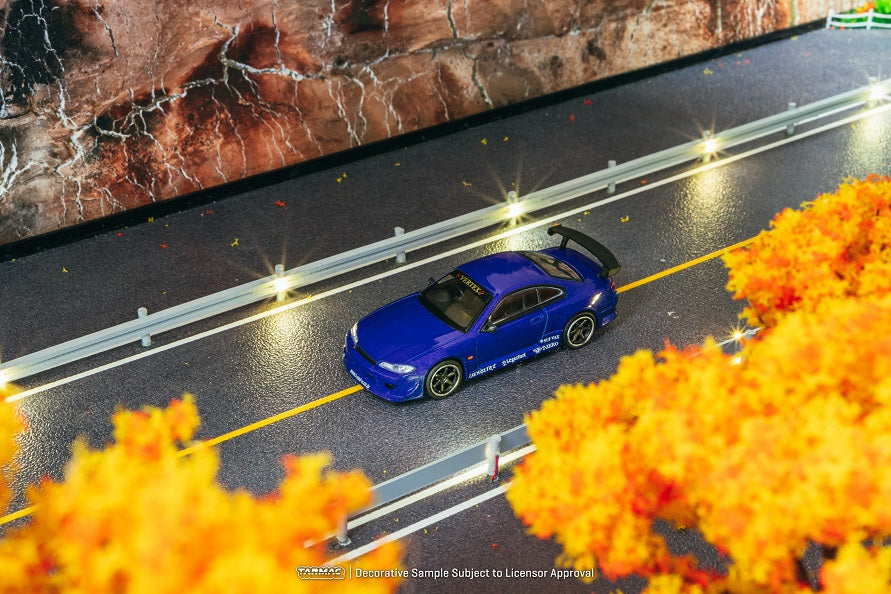 Tarmac Works 1:64 Scale Nissan Silvia S15 Vertex Edition Diecast Model Car - Blue Metallic Finish | Collectible Toy for Display, Racing Games & Car Enthusiasts