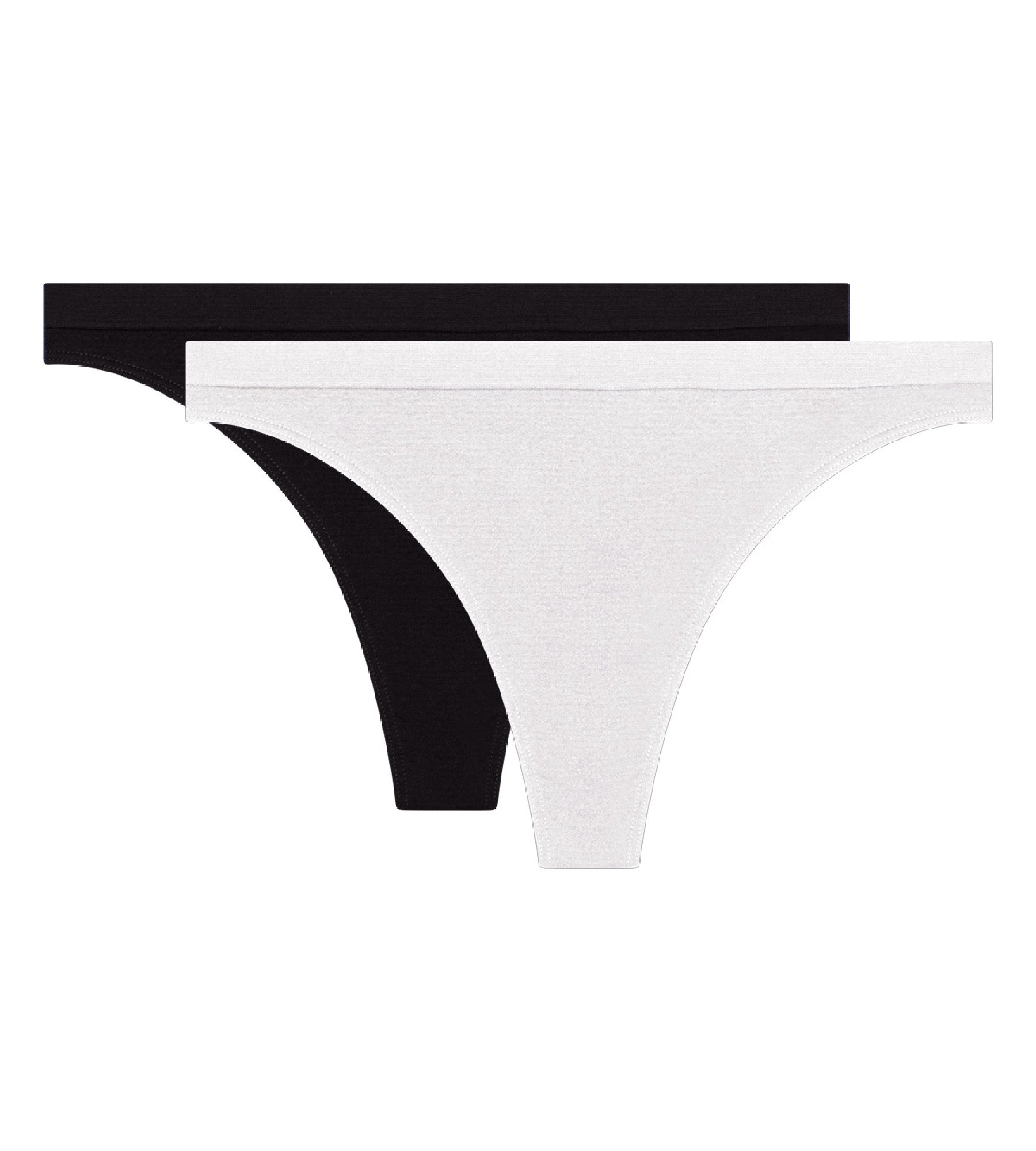 2 Pack Seamless Microfiber Thong Underwear - Black & White - EcoDim Les Pockets - Soft Breathable Panties for Women - Perfect for Yoga, Gym & Everyday Comfort