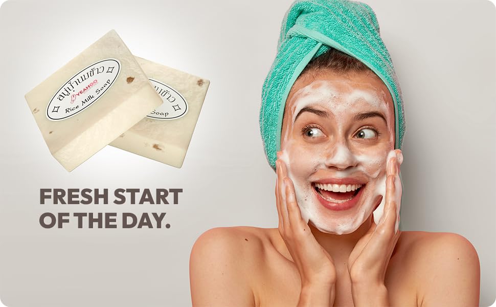 Premium Jasmine Rice Milk Soap Bar with Gluta Collagen & Coconut Oil - 100% Natural Handmade Organic Soap for Face, Body & Hands (60-65g) | Skin Brightening, Moisturizing & Whitening | Enriched with Vitamin E & Glycerin | Made in Thailand | Perfect for Daily Skincare, Spa Treatments & Gift Sets
