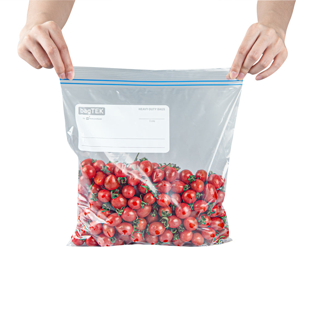 Bag Tek 1 Gallon Clear Plastic Freezer Bags - Double Zipper, BPA Free, Write-On Labels (10.75
