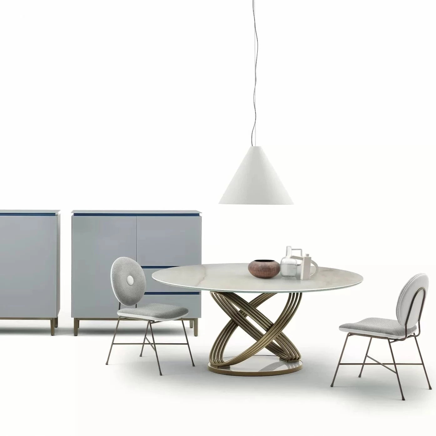 Fusion Round Table - Modern Dining Table for Home & Office - Perfect for Family Gatherings, Dinner Parties & Workspace