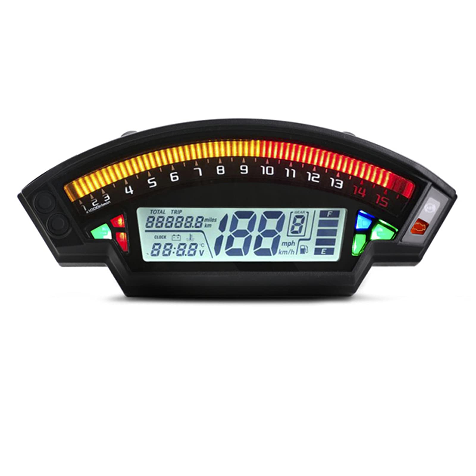 Universal Motorcycle LCD TFT Digital Speedometer - 14000RPM, 6 Gear Backlight Odometer for 1/2/4 Cylinder Bikes | Perfect for Street Bikes, Cruisers & Touring Motorcycles
