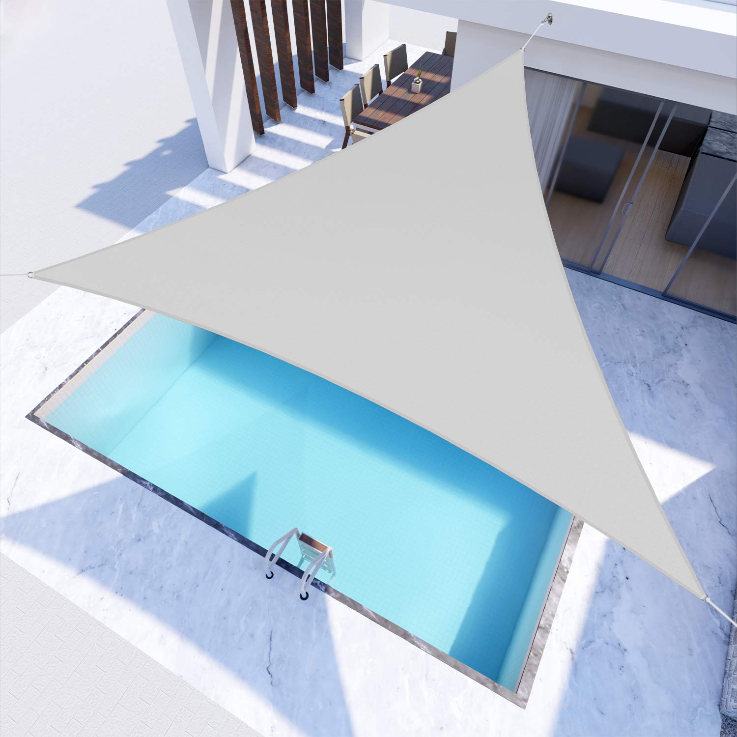 7' x 7' x 7' Triangle Sun Shade Sail - Waterproof UV Block Canopy Cover for Pergola, Patio, Deck, Balcony & Yard - Light Gray Outdoor Shade Solution for Sun Protection & Relaxation