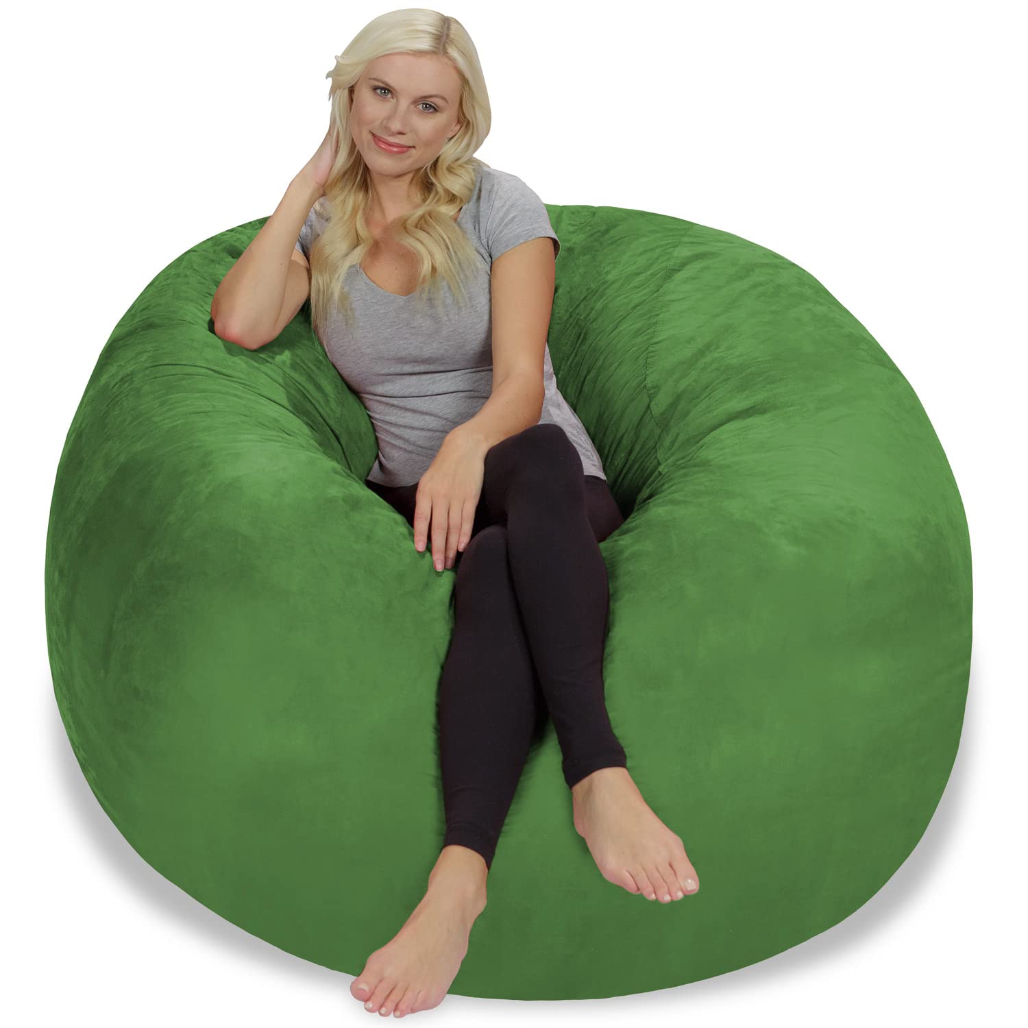 Chill Sack 5' Giant Memory Foam Bean Bag Chair - Ultra Soft Microfiber Cover (Green) - Perfect for Living Rooms, Game Rooms & Dorm Lounging