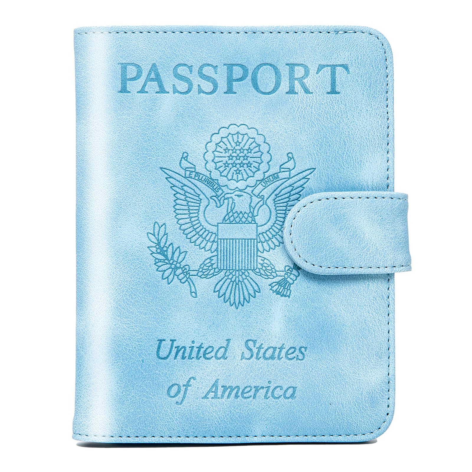 RFID Blocking Passport Holder & Cover Wallet - Travel Essentials for Women & Men (Light Blue) - Perfect for Airports, Vacations & International Trips