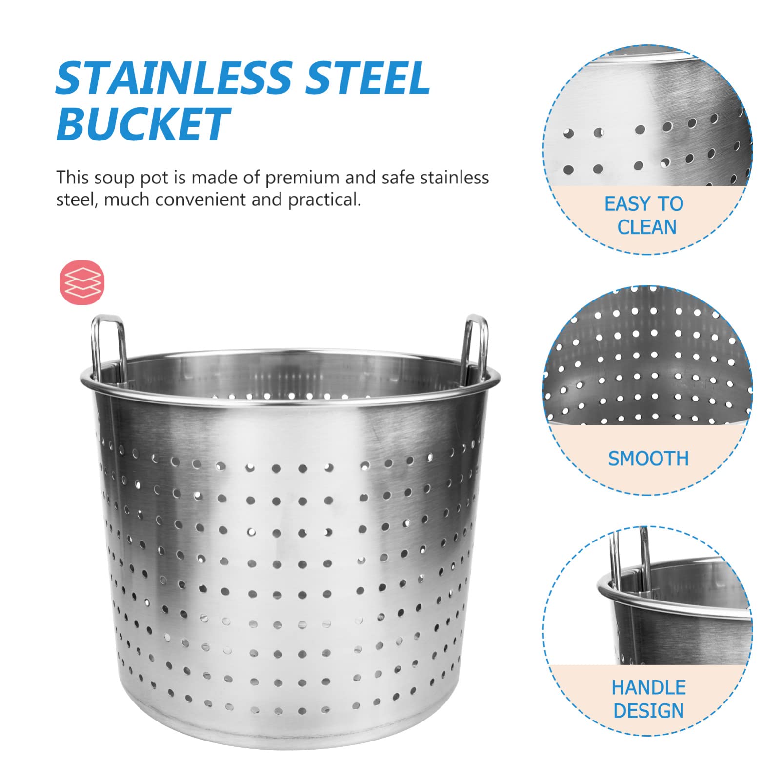 UPKOCH Stainless Steel Steamer Basket Insert with Handle for Stock Pot – Perfect for Boiling Crab, Crawfish & Seafood | Ideal for Crab Boils, Steaming Vegetables & Large Batch Cooking