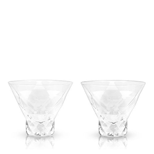 Premium Gem Crystal Martini Glasses Set of 2 - Elegant Stemware for Cocktails, Wine & Champagne - Perfect for Parties, Weddings & Home Bar Decor