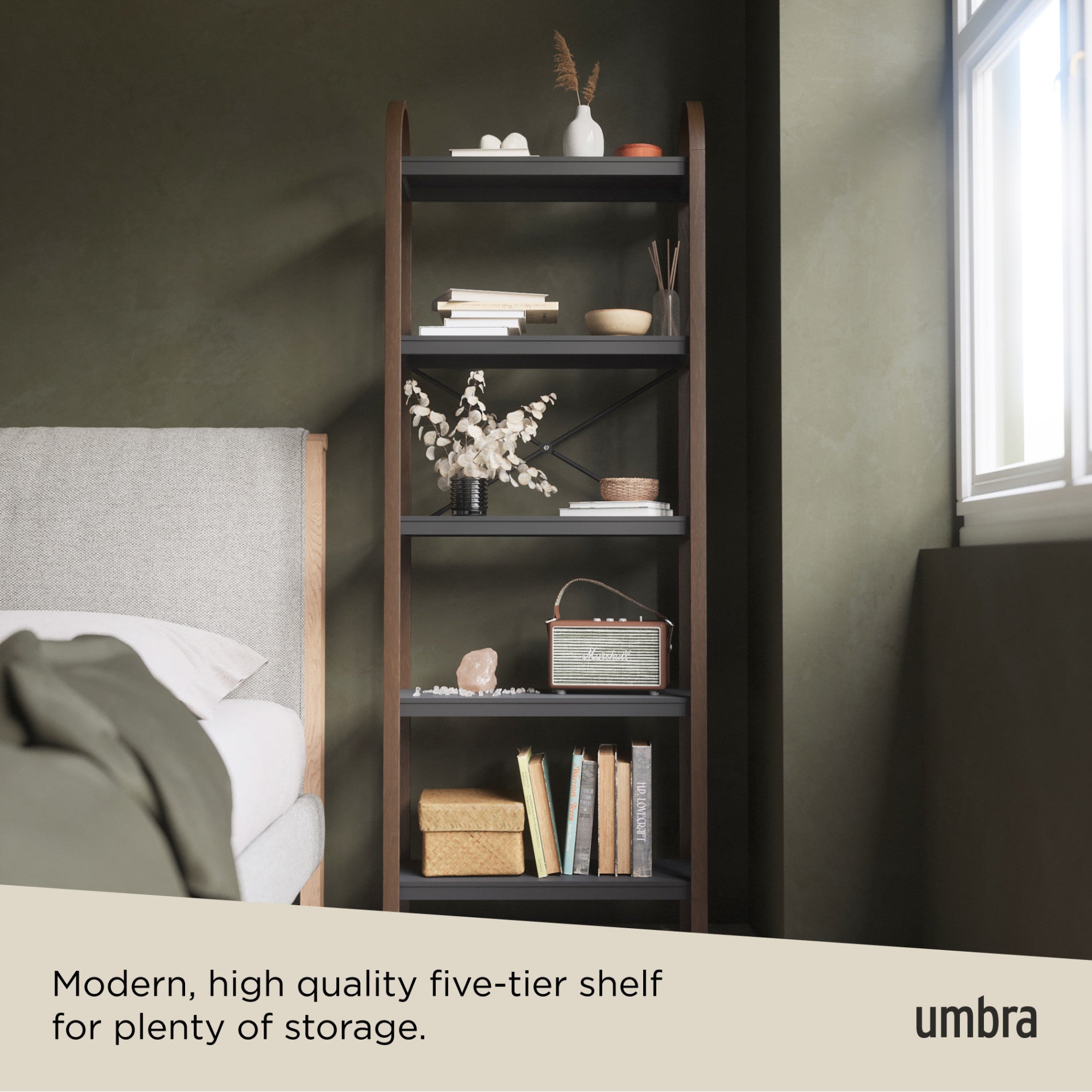 Bellwood 5 Tier Shelf - Sturdy Metal Storage Shelf for Home, Garage, Office - Perfect for Organizing Books, Toys, Pantry Items & More