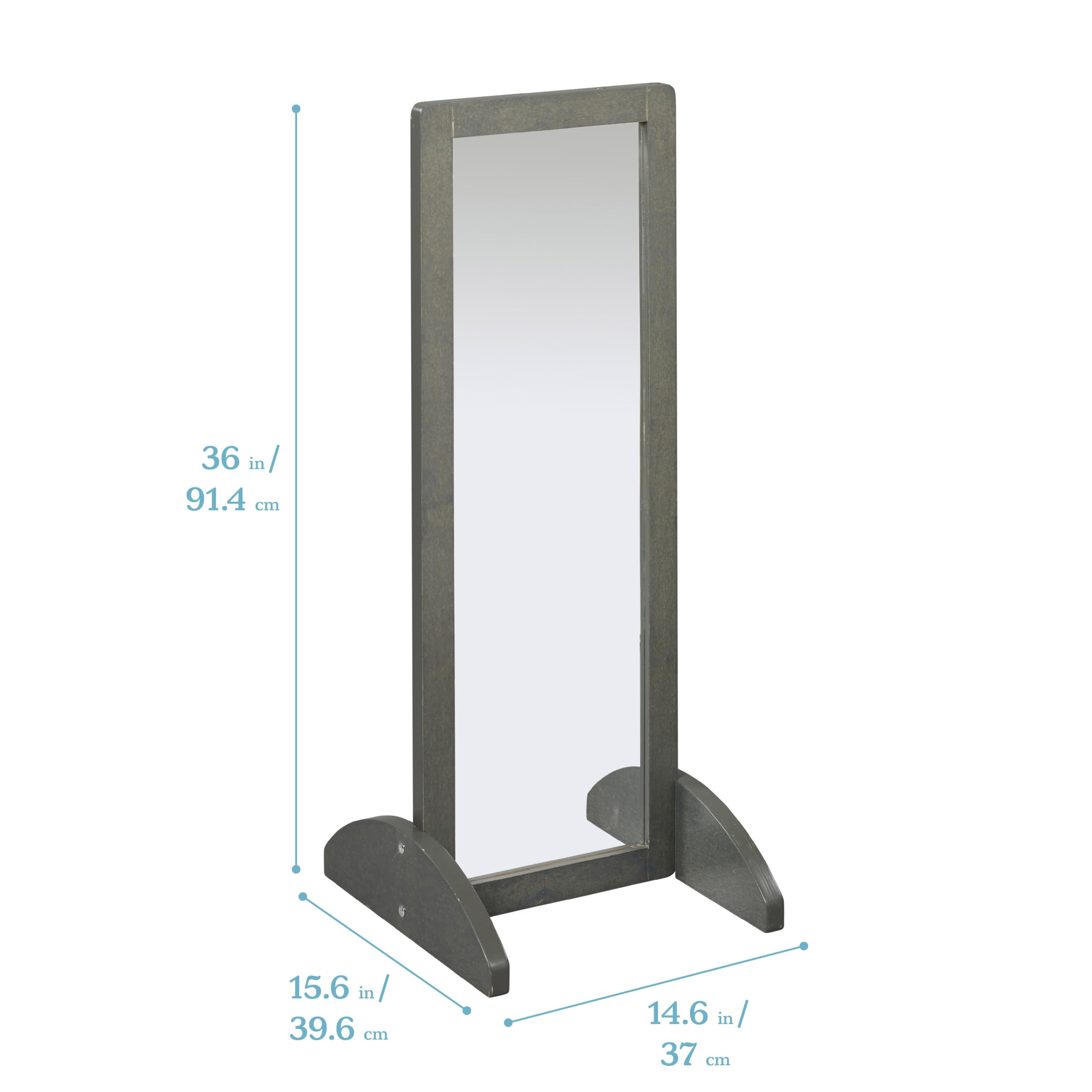 ECR4Kids Toddler Single-Sided Bi-Directional Mirror - Kids Furniture with Grey Wash Finish - Perfect for Playrooms, Preschools & Montessori Classrooms