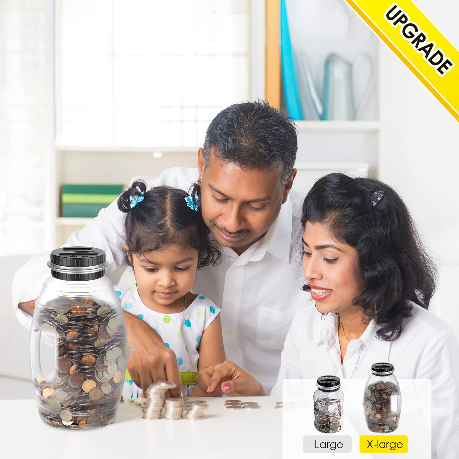 2-Pack Large Digital Piggy Bank with LCD Counter - High Capacity Coin Money Jar for Boys, Girls & Adults - Holds All US Coins - Perfect for Savings, Gifts & Home Decor