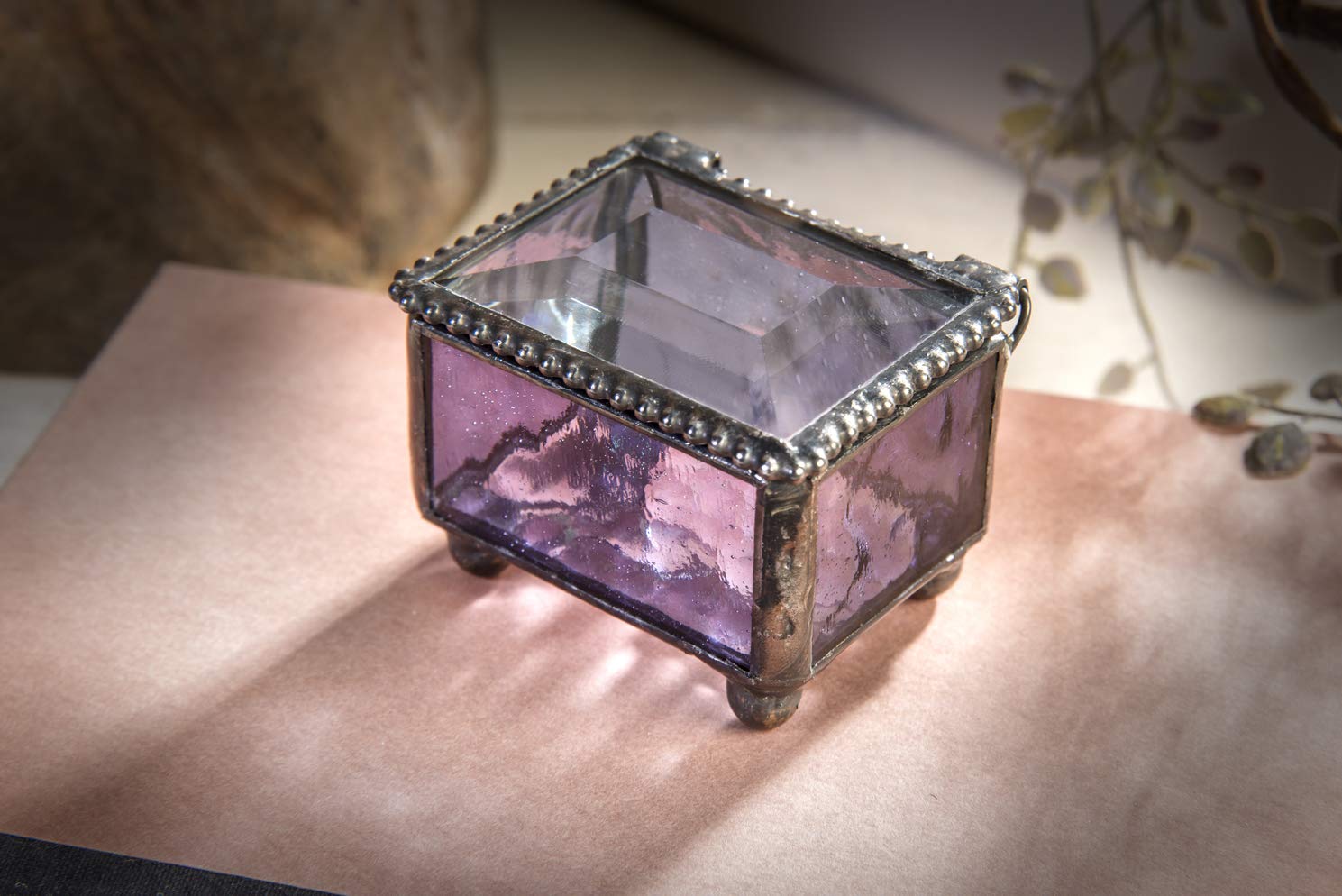 Purple Stained Glass Ring Box - Elegant Jewelry Gift Box for Engagement Rings, Wedding Bands & Keepsakes | Perfect for Proposals, Anniversaries & Special Occasions