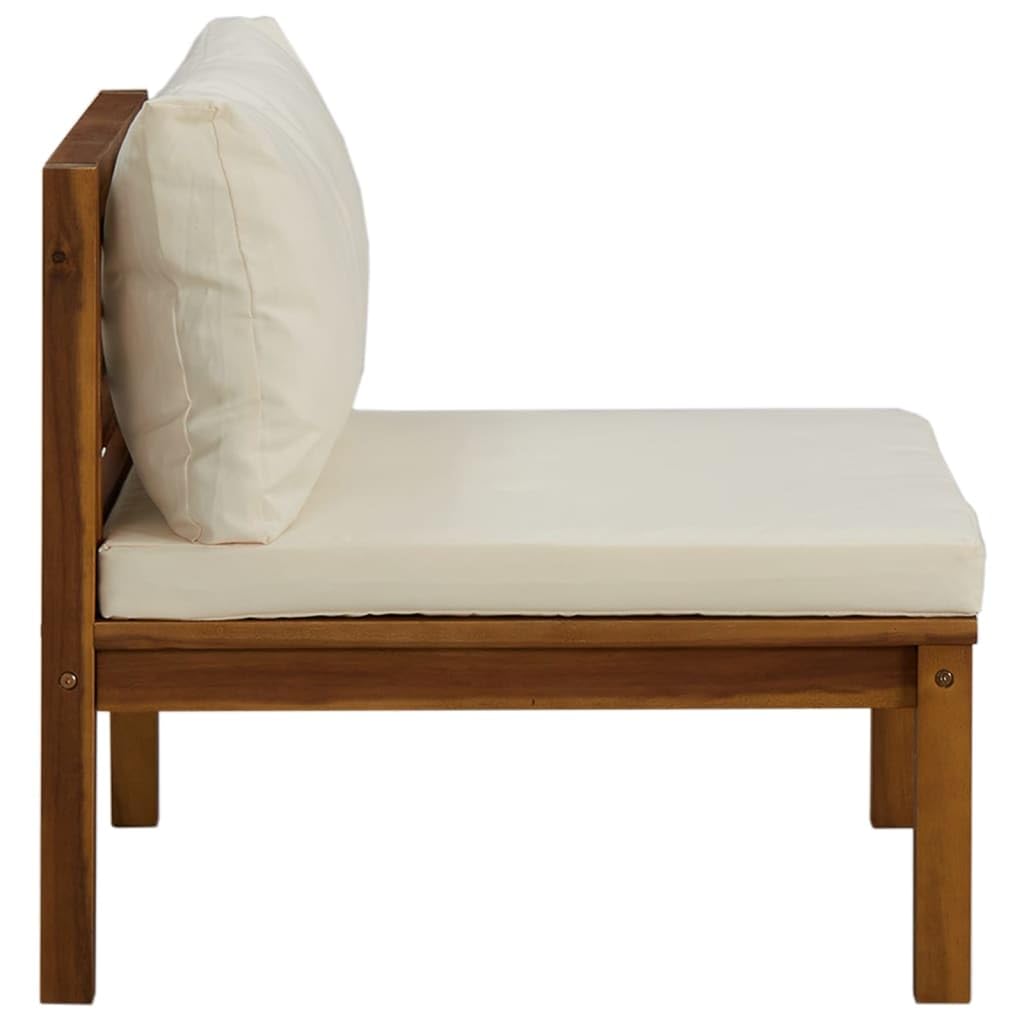 Premium Acacia Wood Outdoor Sectional Sofa with Cream White Cushions - Patio Lounge Furniture for Garden, Poolside & Backyard Relaxation