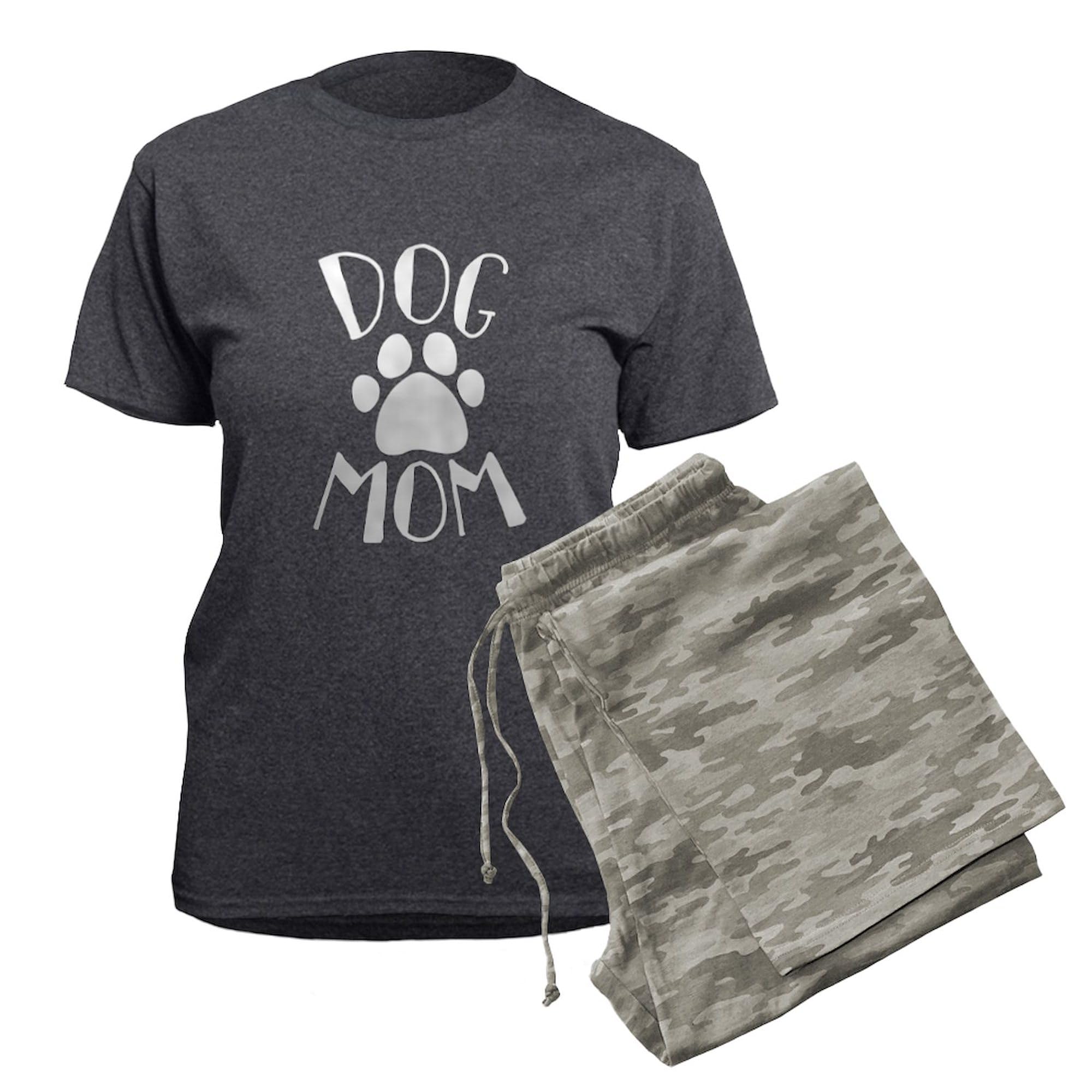 Dog Mom Paw Print Women's Charcoal Pajama Set - Cozy Sleepwear for Pet Lovers | Perfect for Lounging, Gifts & Relaxing at Home