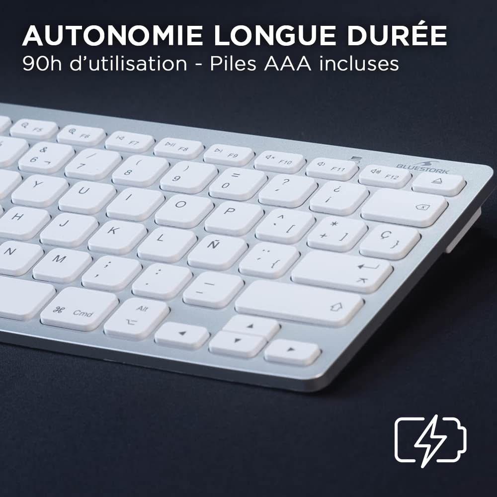 Bluetooth Wireless Keyboard for Mac, MacBook Pro/Air/Mini, iMac, iPad Air/Pro, iPhone - Compact Ultra-Thin Lightweight Silent AZERTY French Keyboard | Perfect for Home Office, Travel & Remote Work