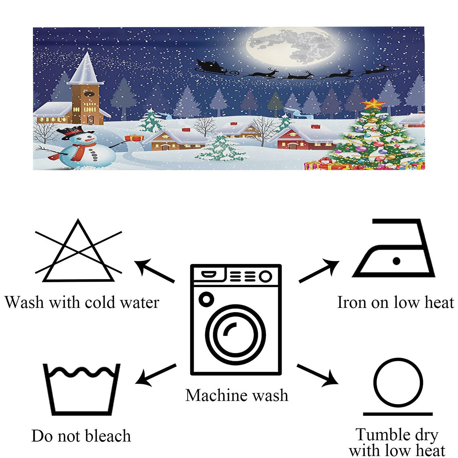 Christmas Window Valances - Festive Holiday Decor Short Curtains for Kitchen, Bedroom & Bathroom - Winter Snowman, Xmas Tree & Santa Print Thermal Insulated Small Curtains 42