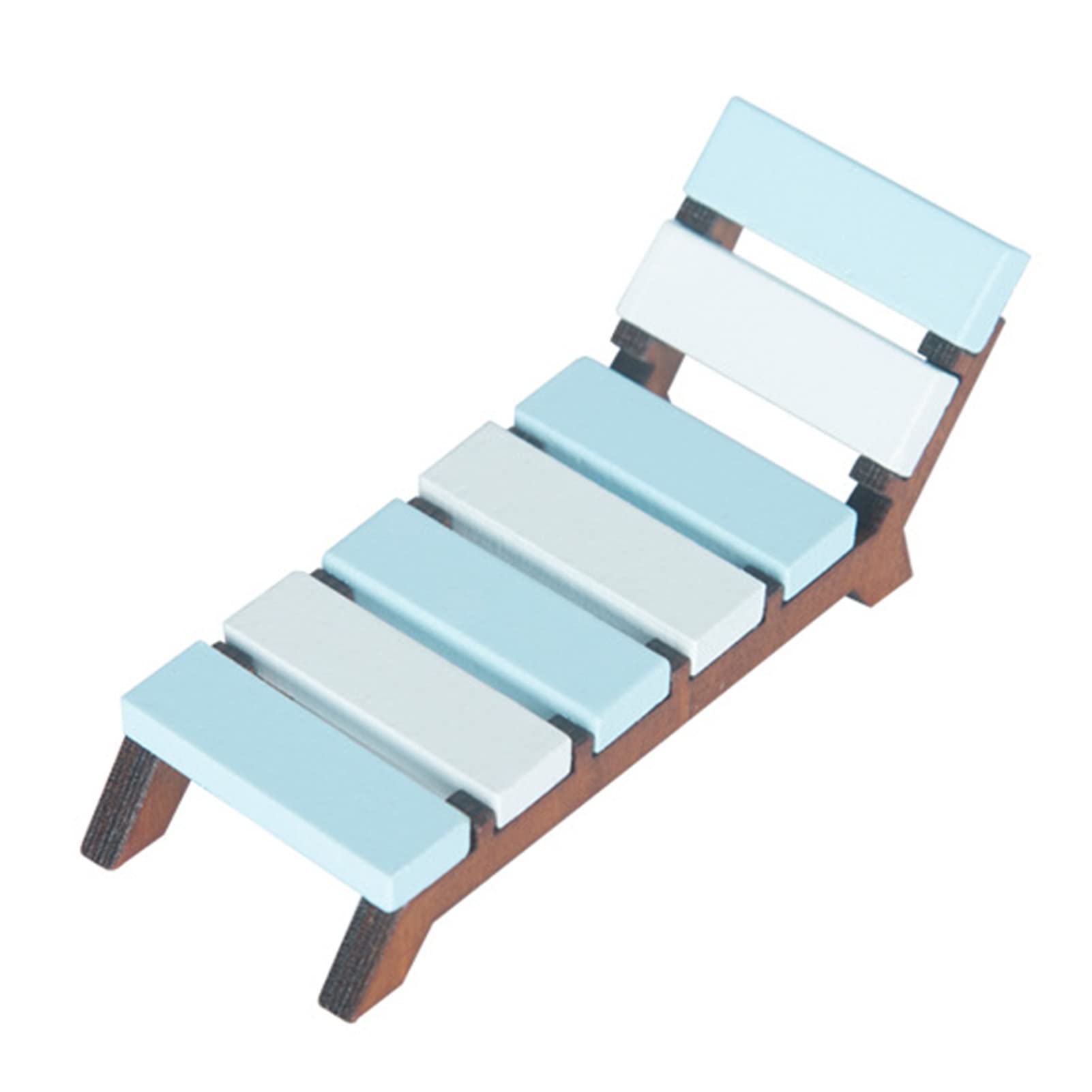 Sarkoyar Mini Beach Chair - Compact Dollhouse Furniture, Blue & White Beach Lounge Chair for Gardening, Decoration, and Kids Playroom Accessories