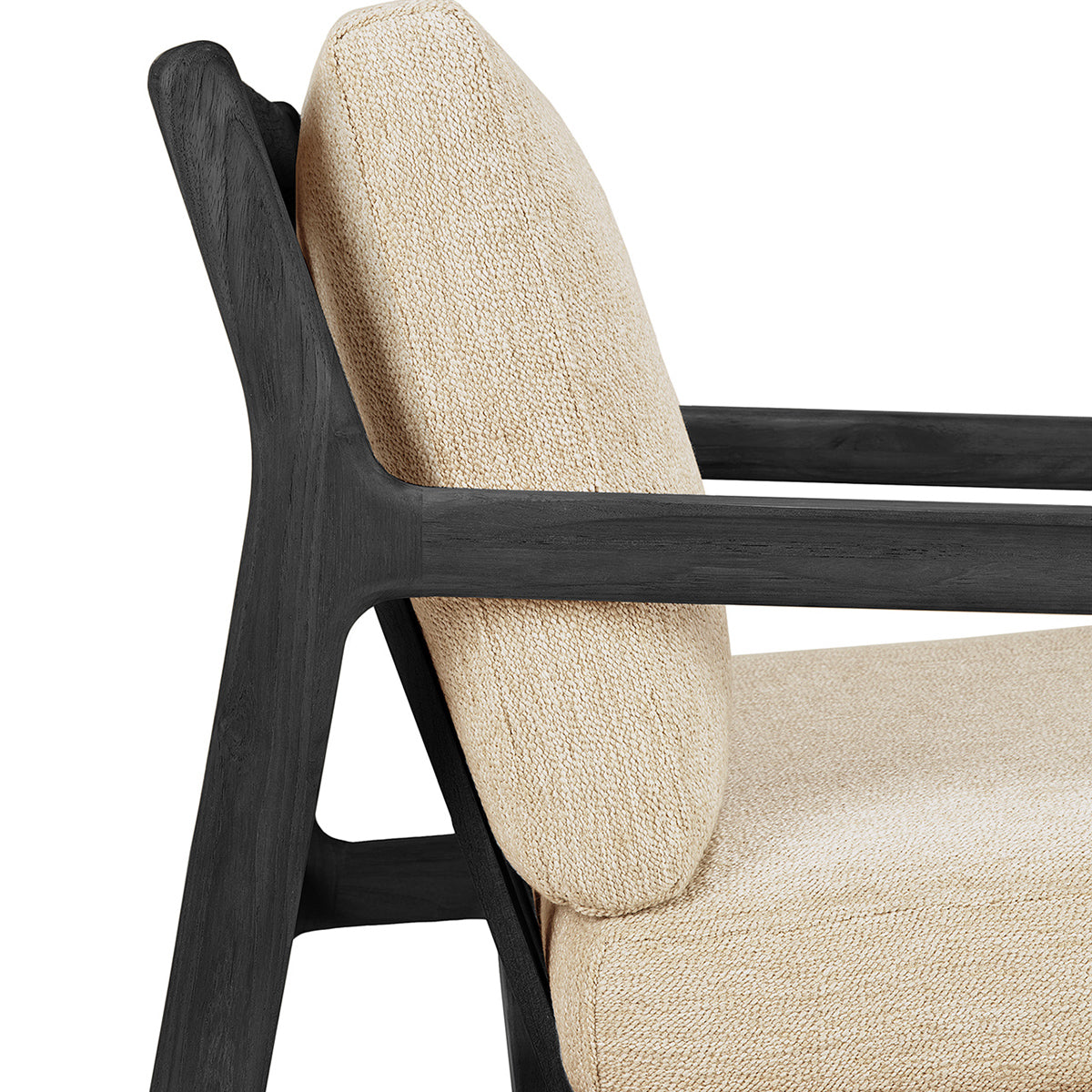 Teak Black & Natural Outdoor Fabric Lounge Chair - 76cm Patio Furniture for Garden, Poolside & Backyard Relaxation
