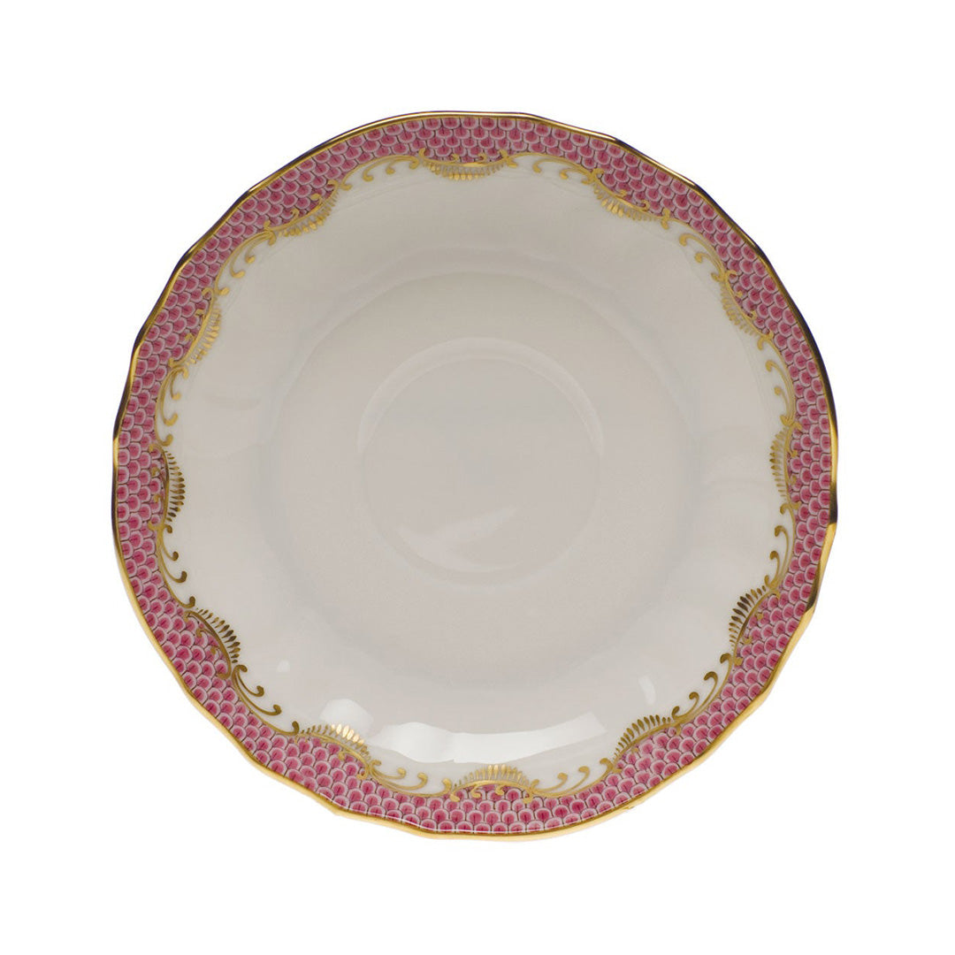 Premium Pink Fish Scale Canton Tea Saucer - Elegant Chinese Porcelain Dessert Plate for Afternoon Tea, Wedding Favors & Vintage Home Decor