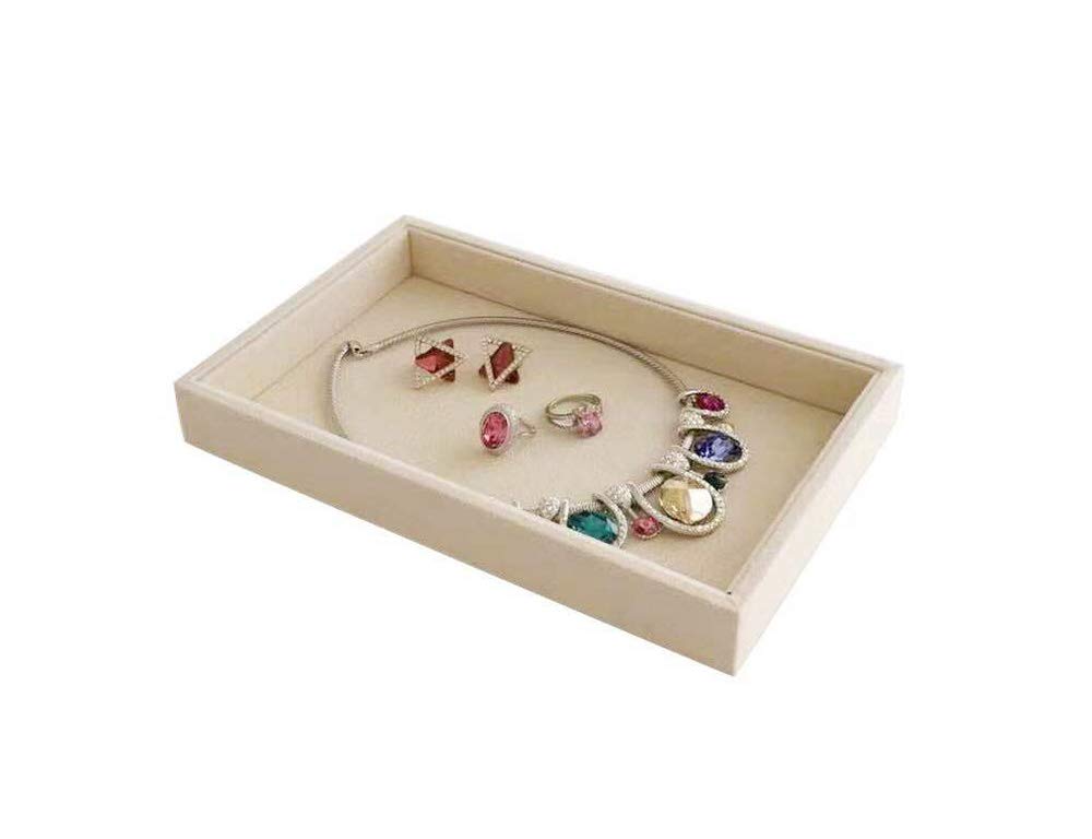 Premium Light Beige Jewelry Organizer Tray - Stackable Open Grid Drawer Inserts for Closet & Vanity Organization - Perfect for Necklaces, Rings & Earrings Storage