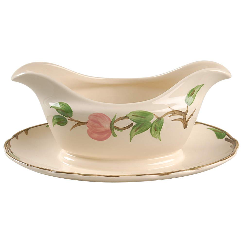 Franciscan Desert Rose Gravy Boat with Stand - Elegant Ceramic Sauce Pourer for Thanksgiving Dinner & Holiday Entertaining