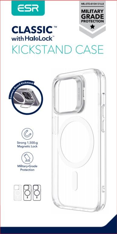 ESR Magnetic Case for iPhone 14 Pro (6.1 inch) - Military-Grade Protection, Built-in Camera Ring Stand & Kickstand, Scratch-Resistant Clear Cover - Perfect for Work, Travel & Everyday Use