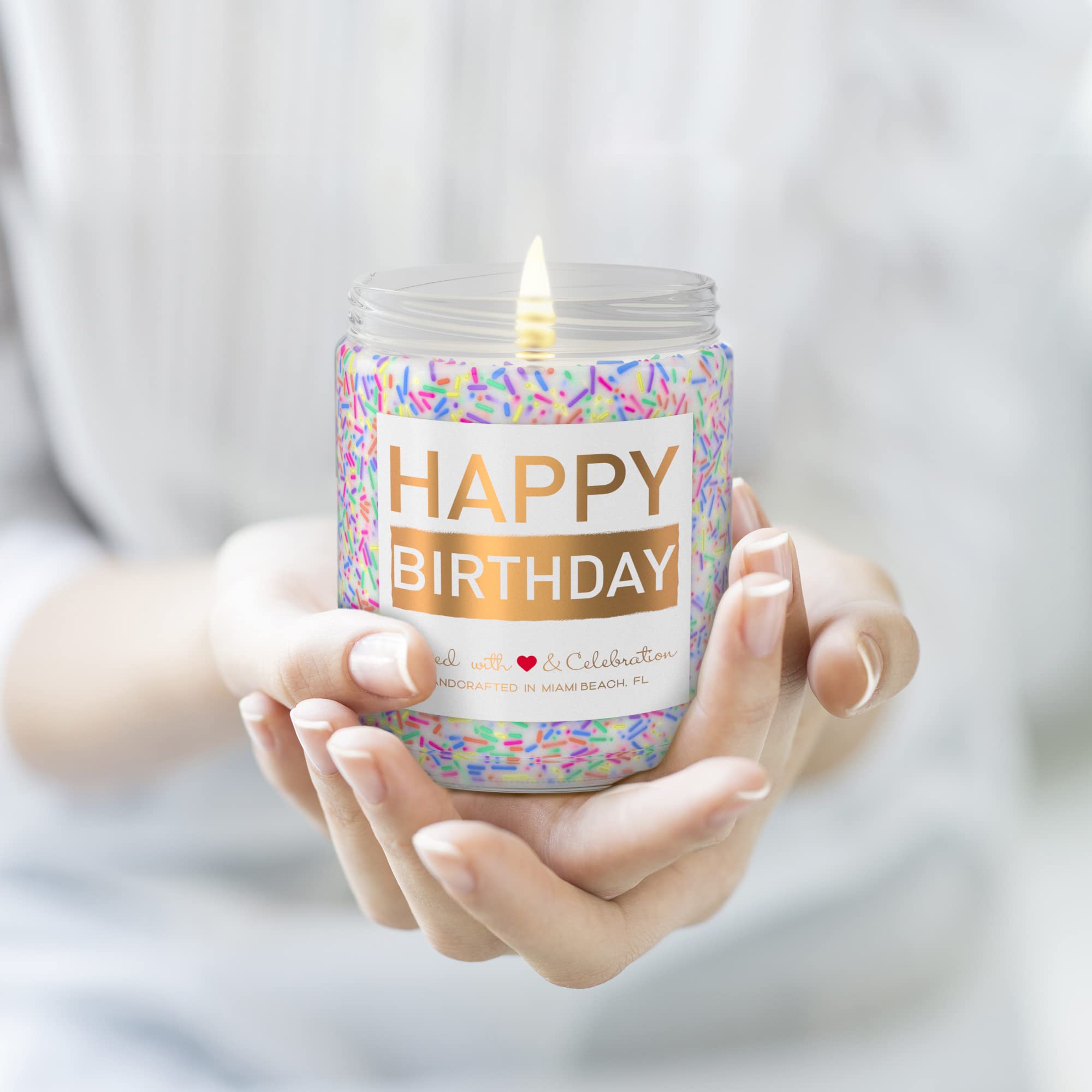Vanilla Birthday Cake Scented Candle with Sprinkles - 9 oz Made in USA, Unique Birthday Gift for Women, Men, Best Friend - Perfect for Celebrations, Relaxation, and Home Decor
