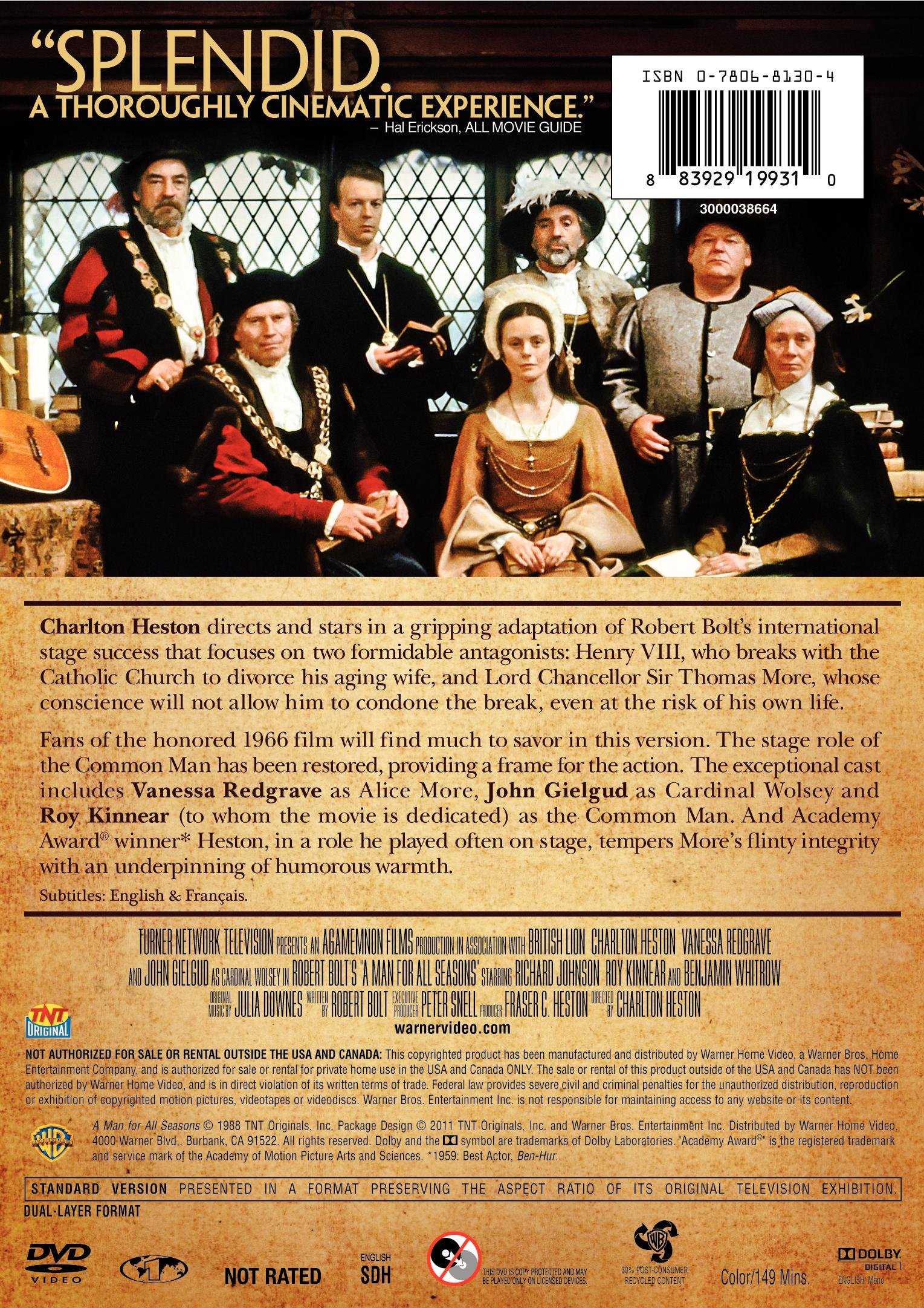 A Man for All Seasons - Classic Historical Drama DVD | Perfect for Movie Nights & Gift Giving