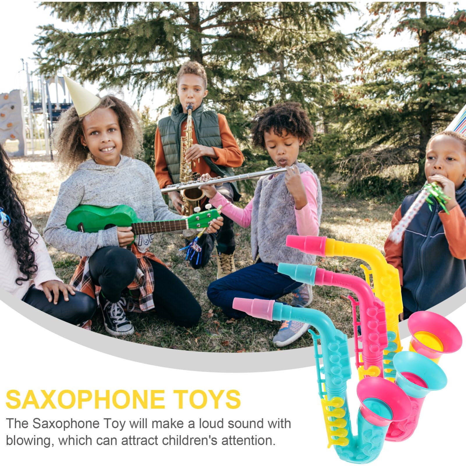 Bestoyard 4-Piece Musical Toy Set - Saxophone, Clarinet, Trumpet & Saxaboom - Kids Noise Maker Party Favors, Early Education Music Instruments for Toddlers & Children - Perfect for Birthday Parties, Classroom Activities & Pretend Play