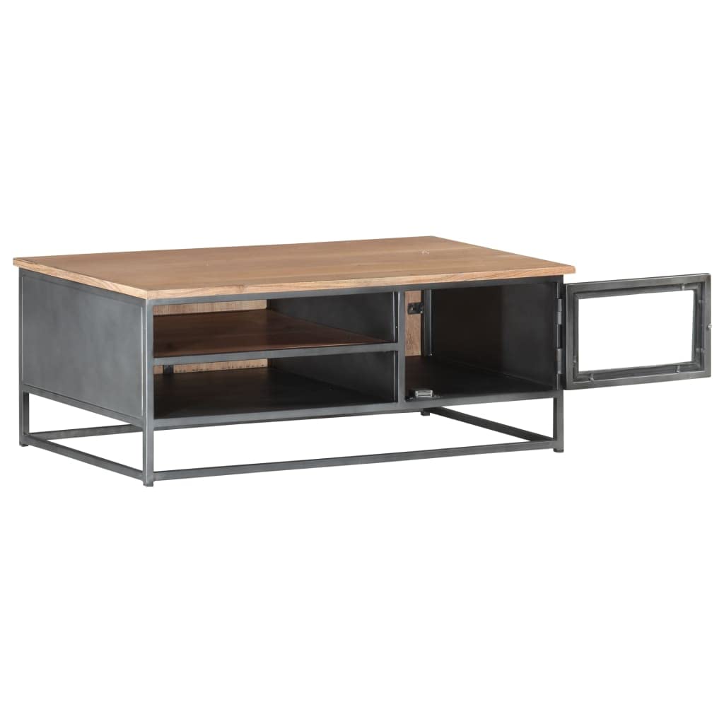Modern Acacia Wood Coffee Table with Storage - 35.4