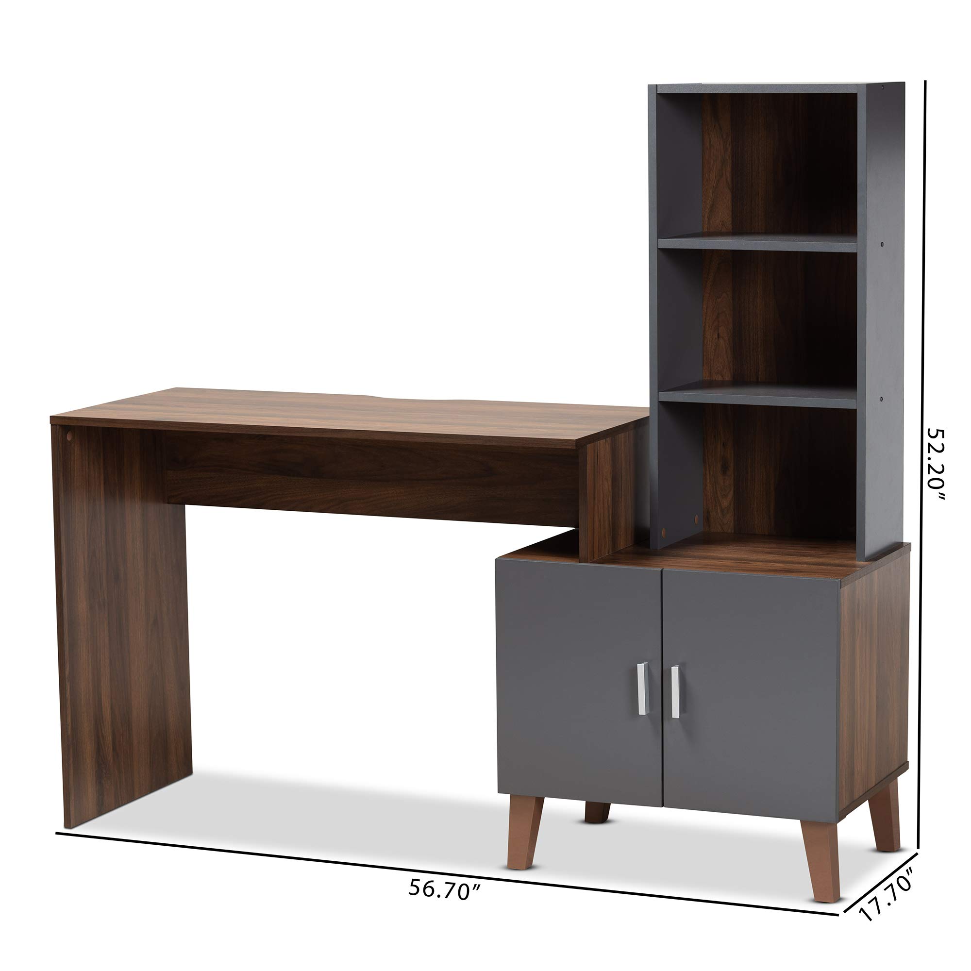 Baxton Studio Jaeger Desk Grey Walnut - Home Office Furniture