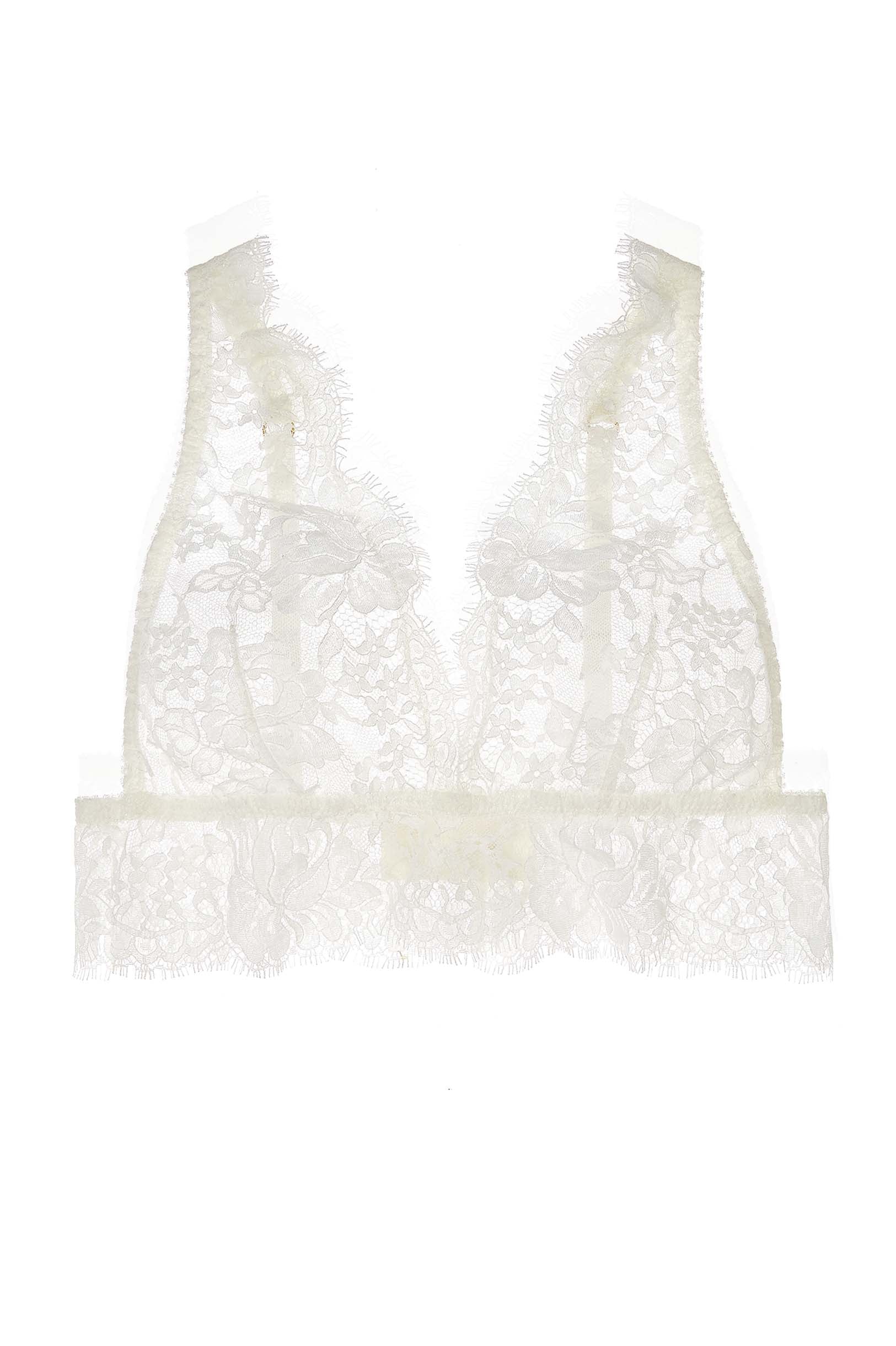 Dominique Soft Cup French Lace Bralette Ivory - Comfortable Wireless Bra for Women, Perfect for Everyday Wear, Lounge & Sleep