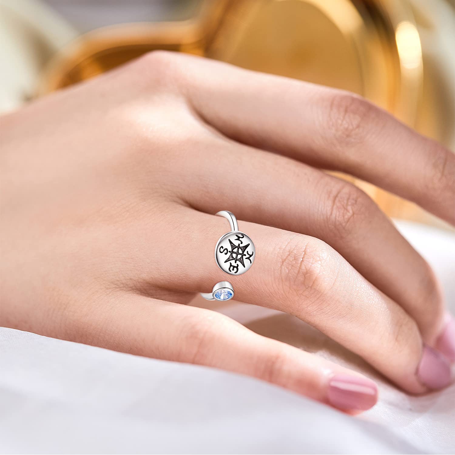 PRAYMOS 925 Sterling Silver Adjustable Open Ring for Women - Elegant Thumb Ring with Jewelry Gift Box - Perfect for Casual Wear, Gifts & Special Occasions