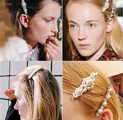 FAMEZA 8-Piece Pearl Hair Clips Set for Women & Girls - Elegant Handmade Hair Barrettes, Snap Clips & Hair Accessories - Perfect for Weddings, Parties & Everyday Wear (Pearl Hairpins Set)